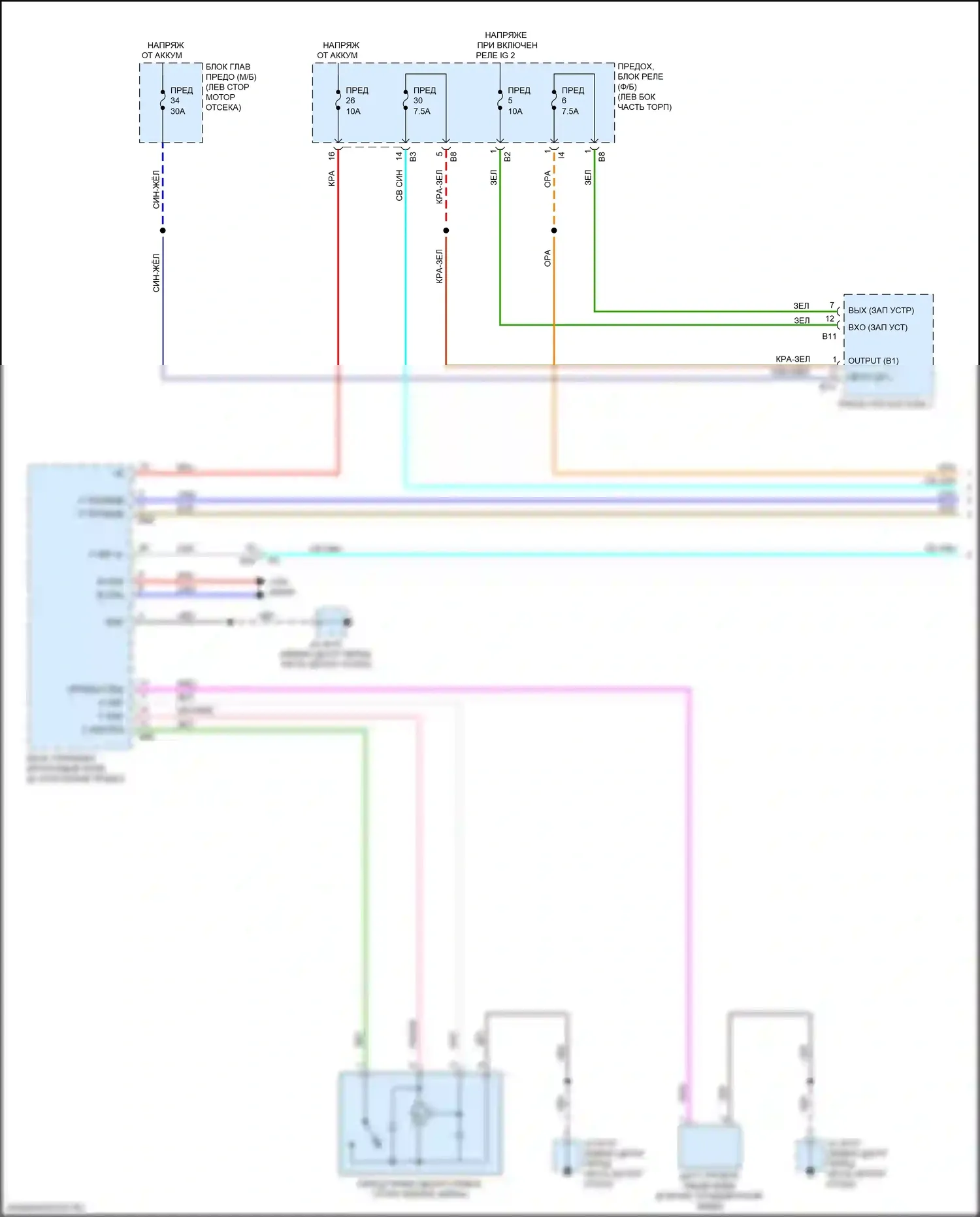 Legacy Subaru BW (2019-2024): Электросхема передних дворников и омывателей (1 из 2) 