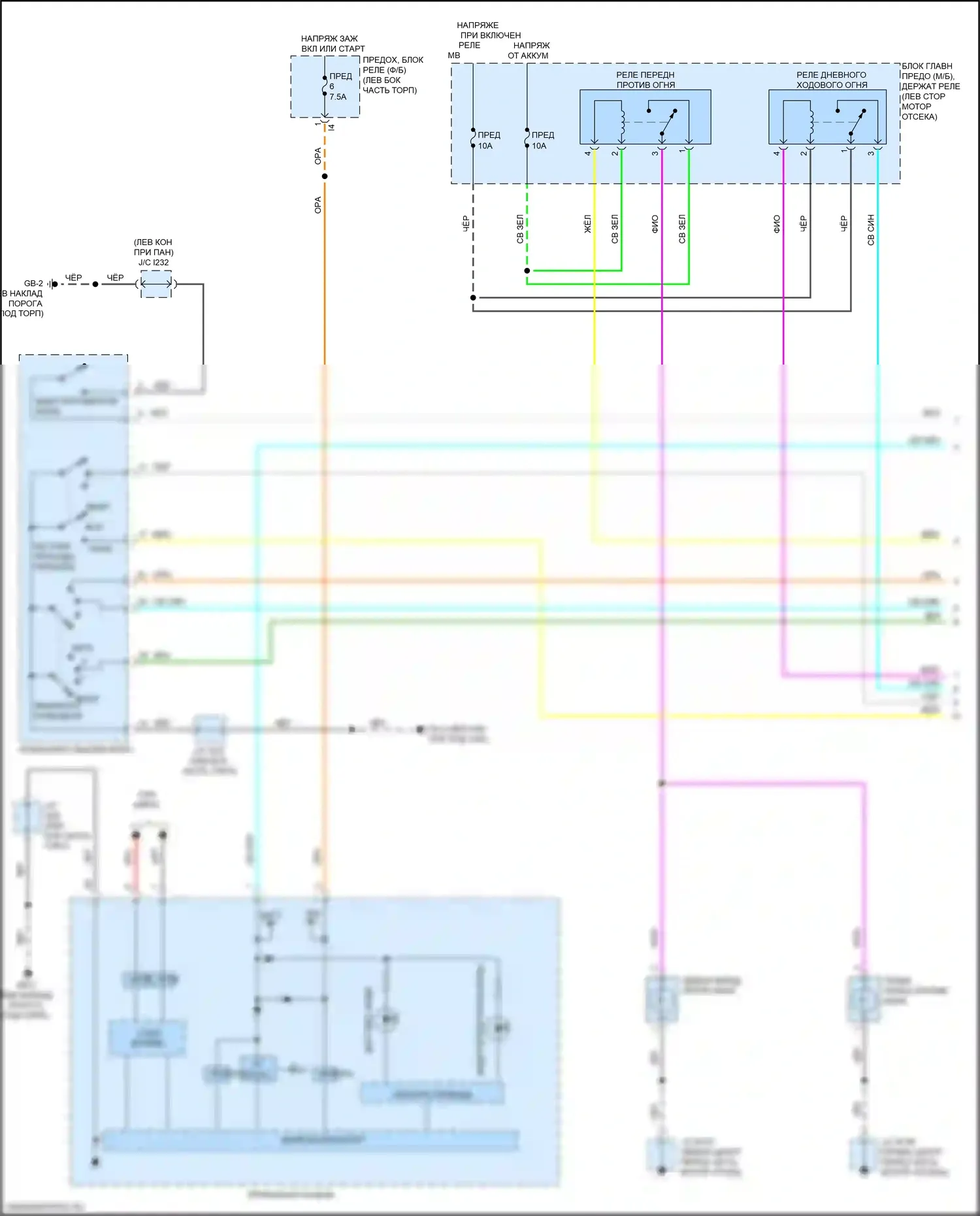 Legacy Subaru BW (2019-2024): Электросхема фар (1 из 3) 