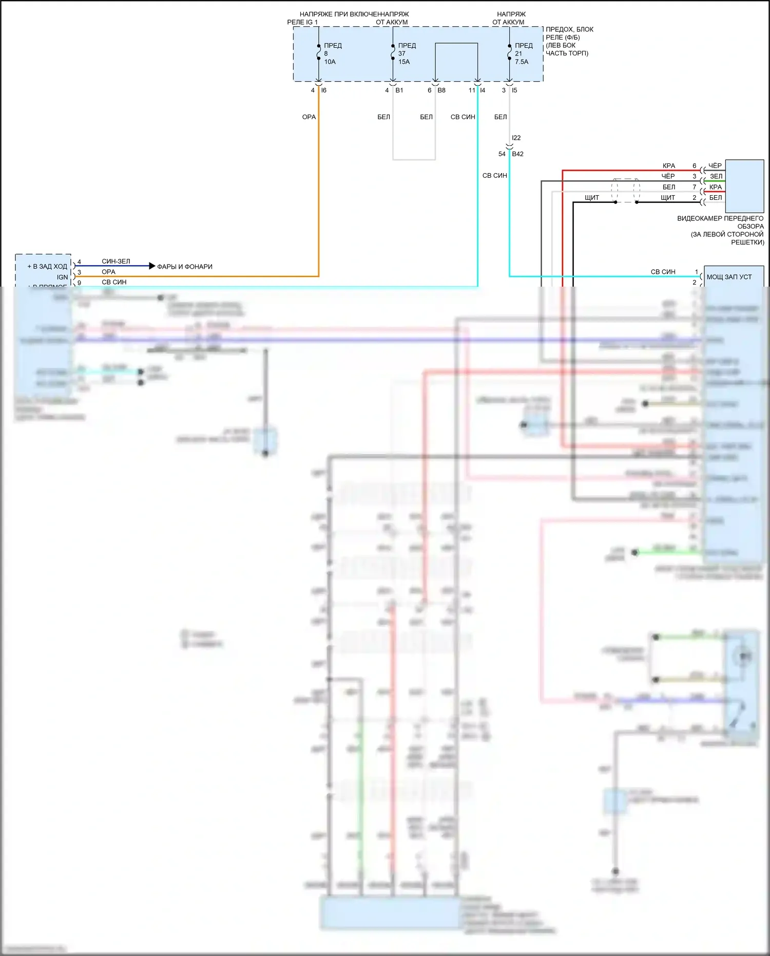 Legacy Subaru BW (2019-2024): Электросхема камеры переднего вида 