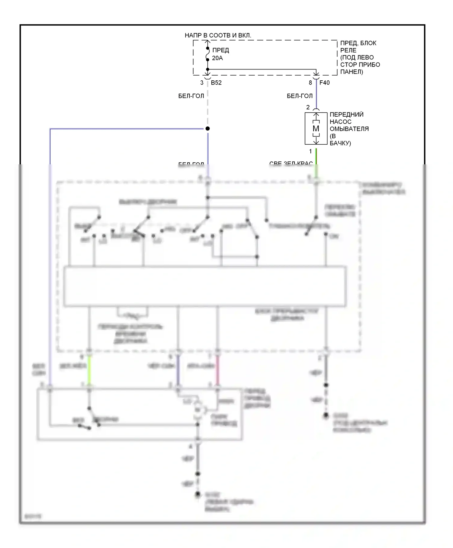 Outback Subaru BG (1994-1999): Интервал дворников и омывателей монтажной электросхемой 