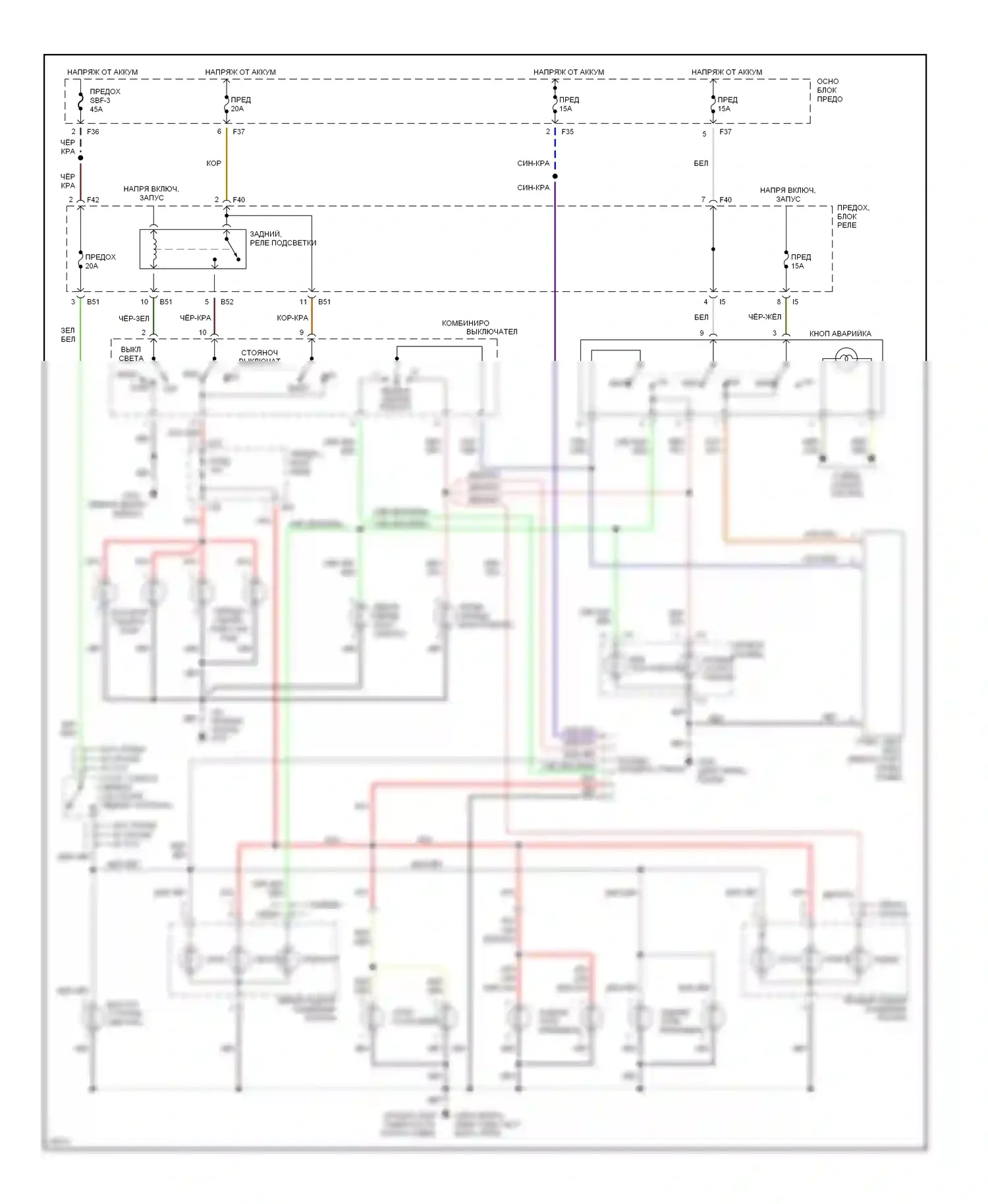 Outback Subaru BG (1994-1999): Электросхема фар и фонарей 