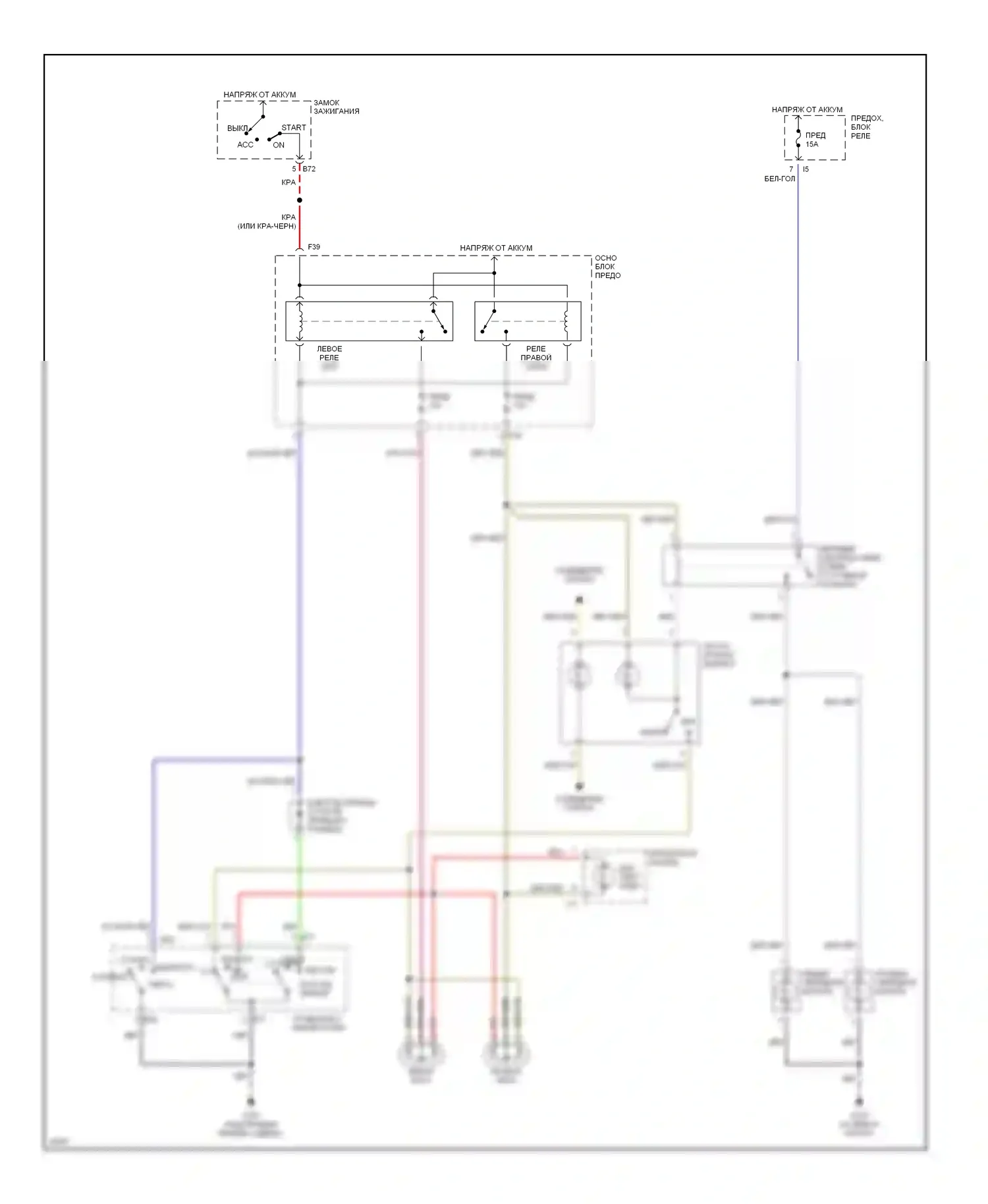 Outback Subaru BG (1994-1999): Электросхема фар, без дрели 