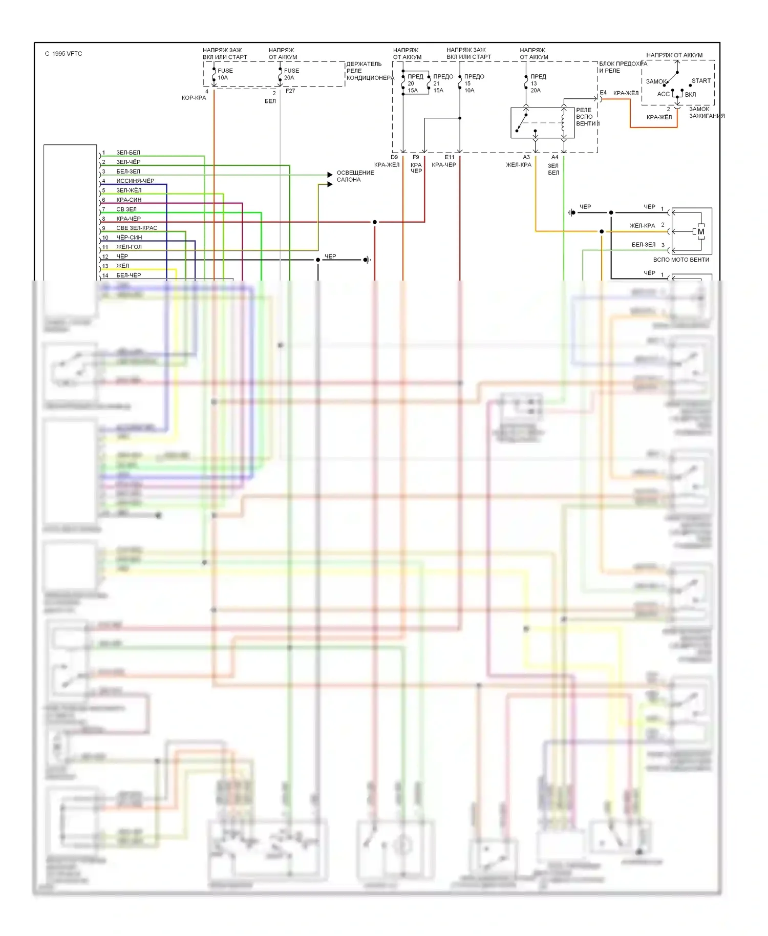 Outback Subaru BG (1994-1999): Электросхема кондиционера 