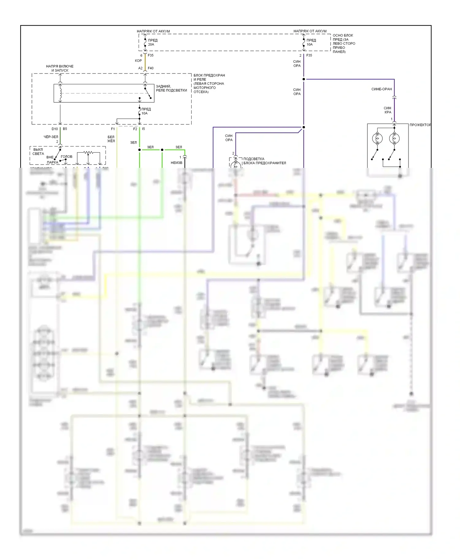Outback Subaru BG (1994-1999): Электросхема внутреннего освещения 