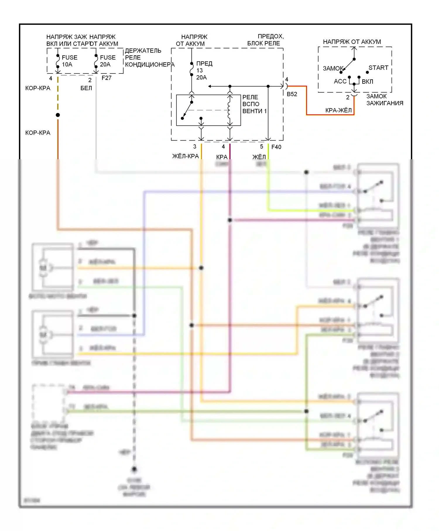 Outback Subaru BG (1994-1999): Электросхема вентилятора охлаждения, с кондиционером 