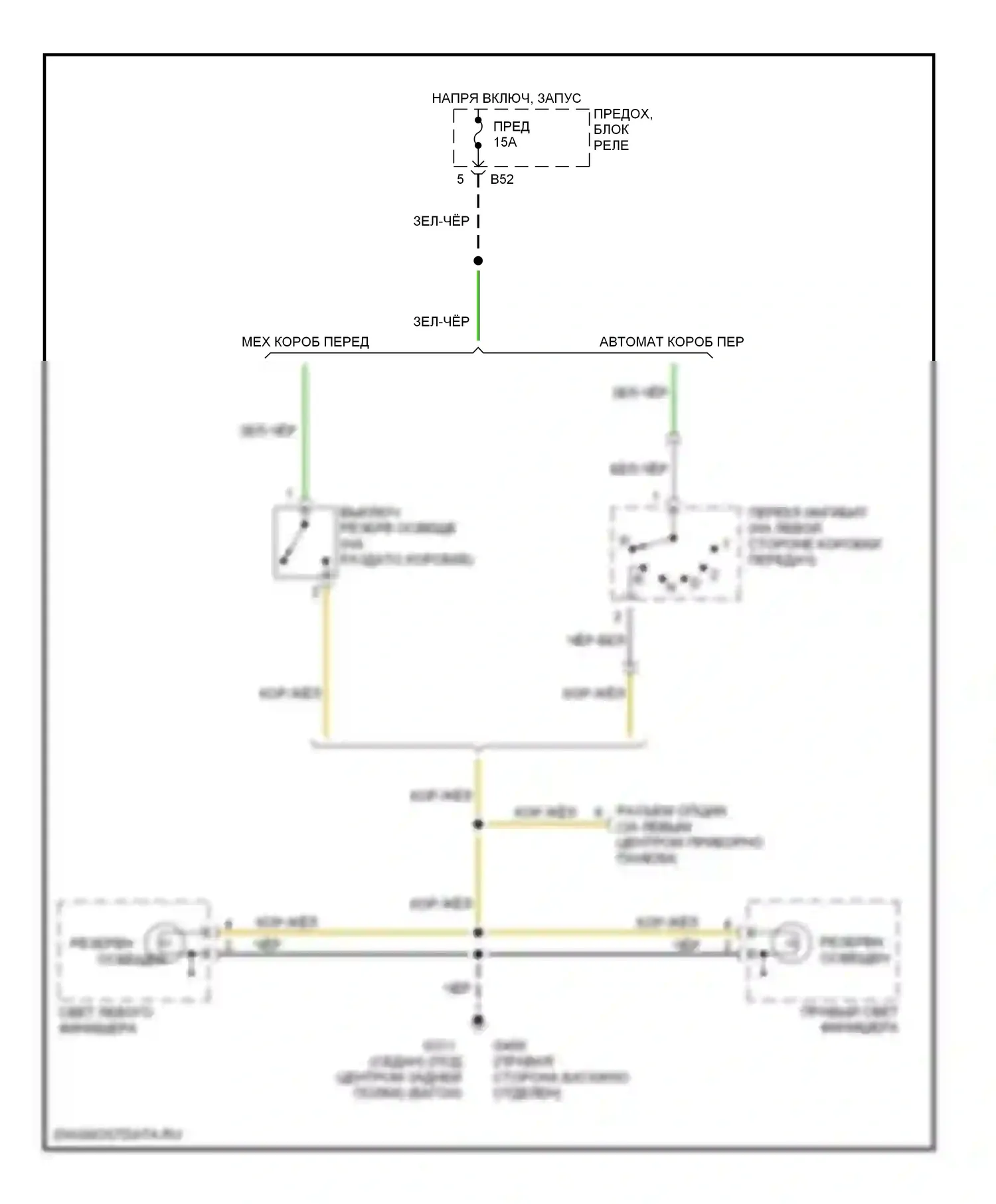 Outback Subaru BH (1999-2003): Электросхема фонарей заднего хода 