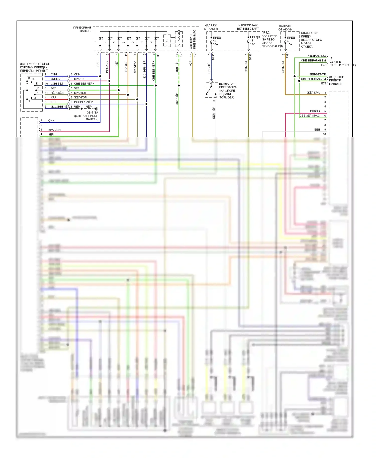Outback Subaru BH (1999-2003): 3,0л, электросхема автоматической коробки передач с контролем тяги 