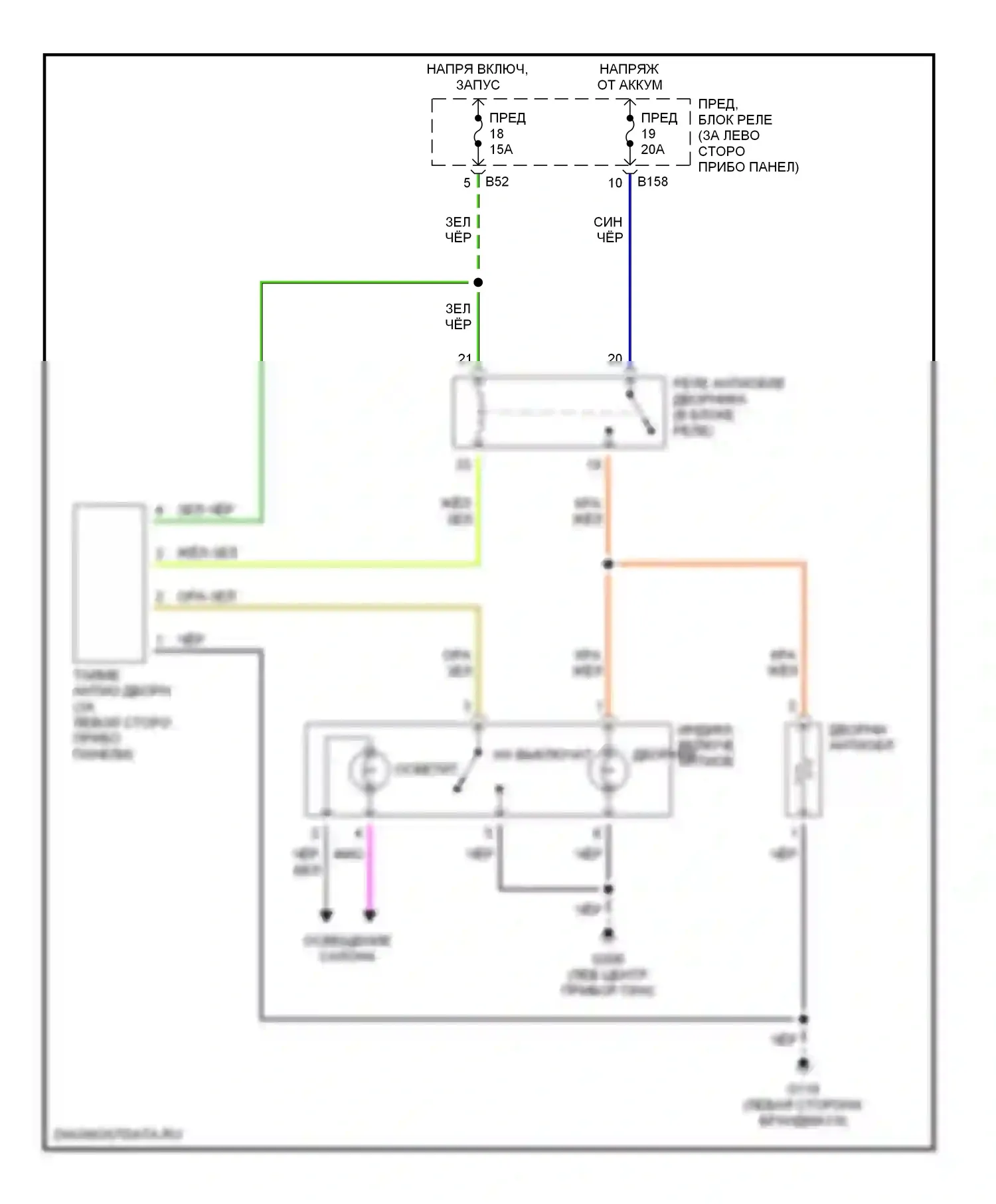 Outback Subaru BH (1999-2003): Электросхема антиобледенителя дворника 