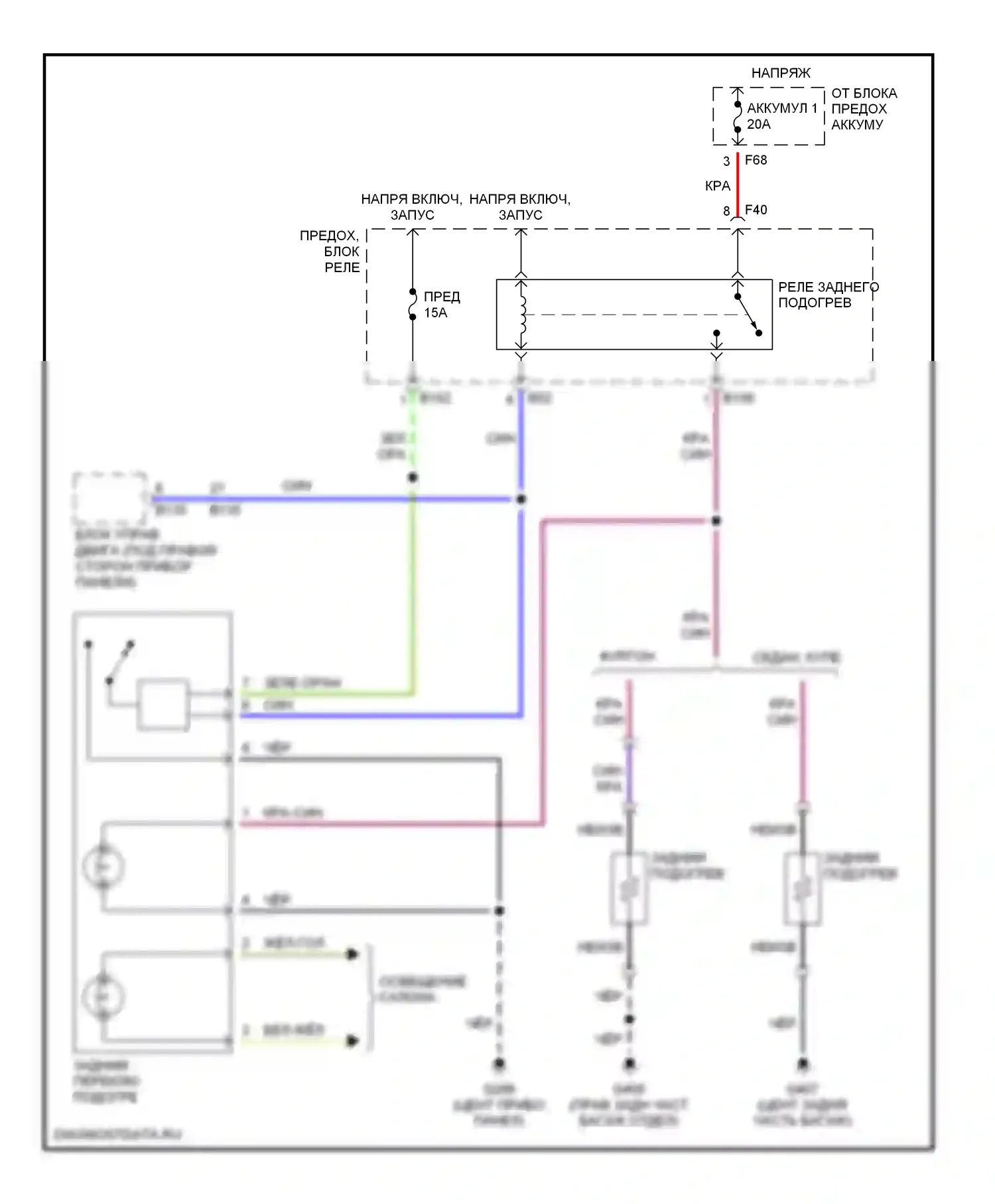 Outback Subaru BH (1999-2003): Электросхема подогрева 
