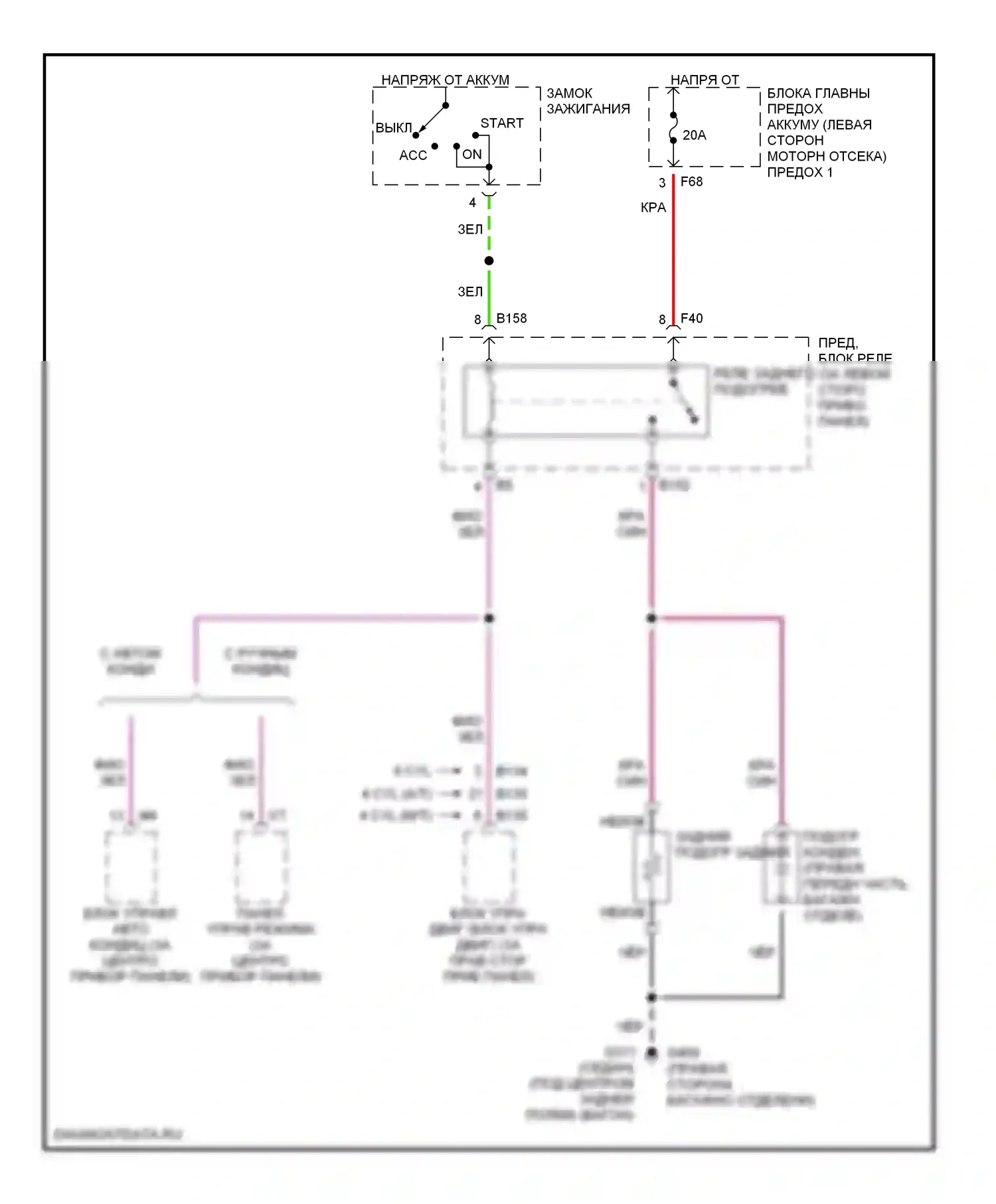 Outback Subaru BH (1999-2003): Электросхема заднего подогрева 