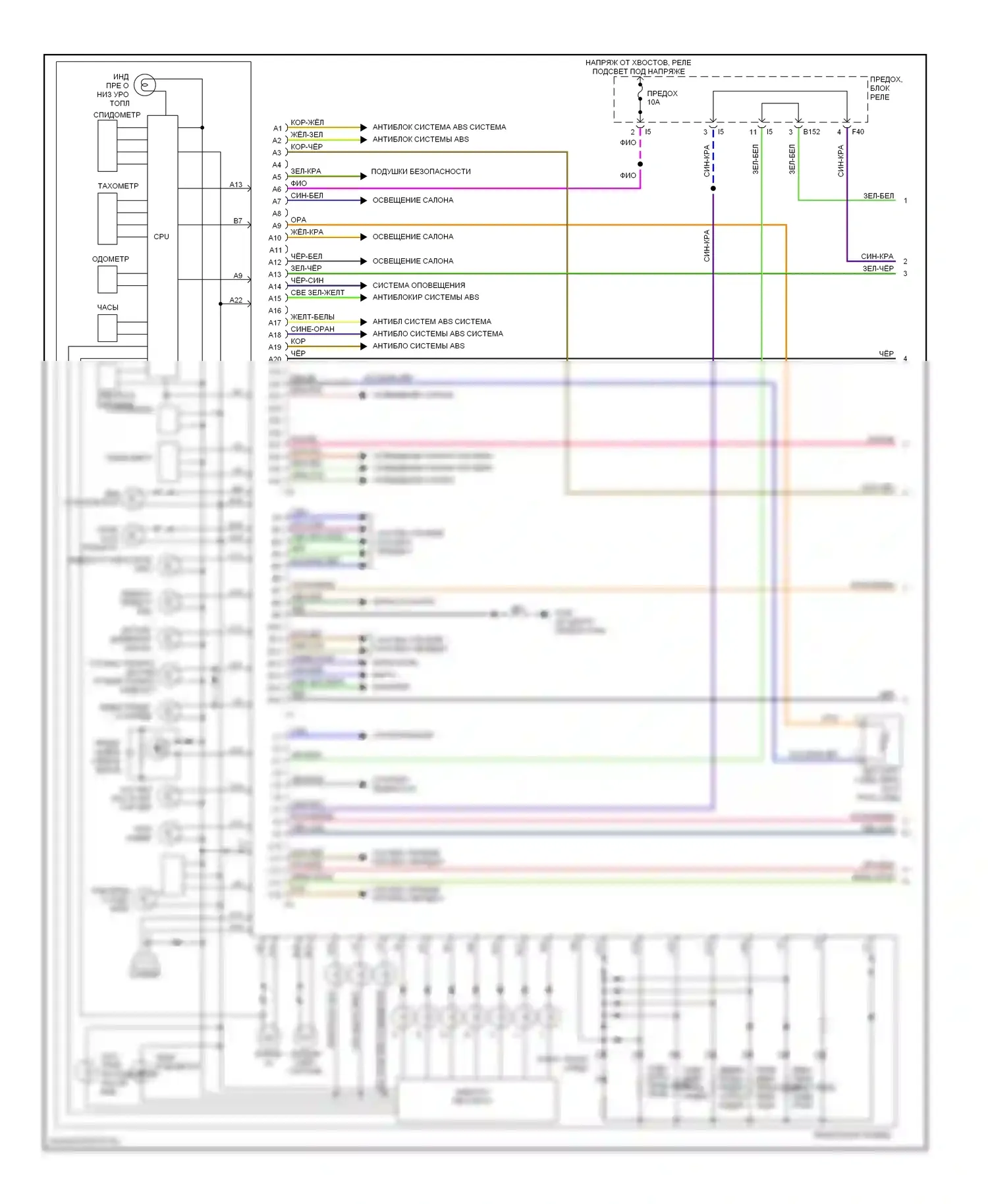 Outback Subaru BH (1999-2003): Электросхема приборной панели (1 из 2) 