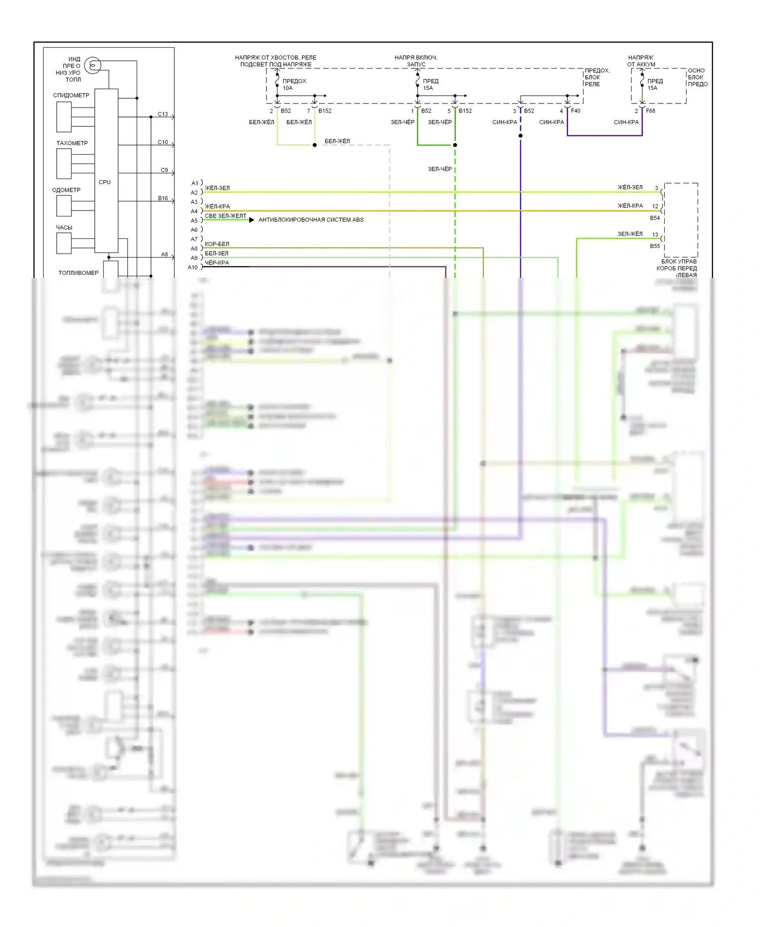 Outback Subaru BH (1999-2003): Электросхема приборной панели 