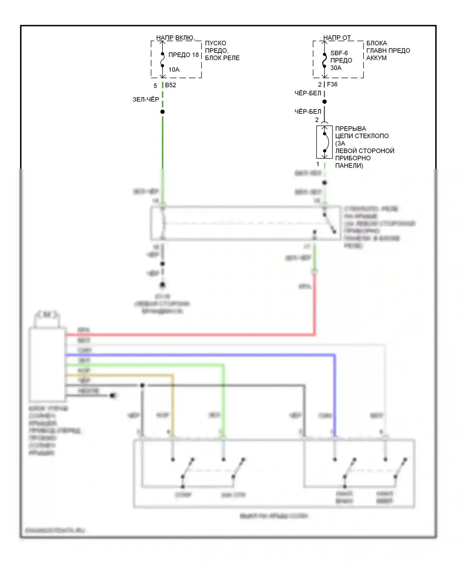 Outback Subaru BH (1999-2003): Электросхема люка, седан 