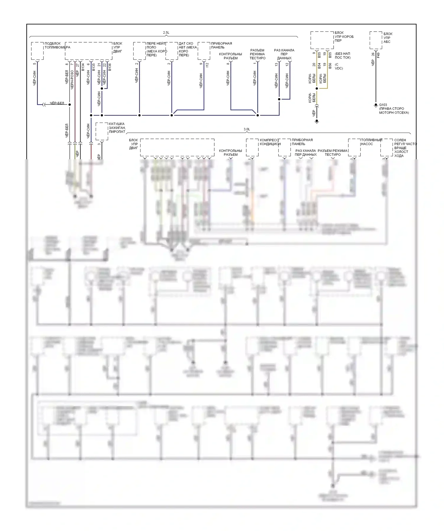 Outback Subaru BH (1999-2003): Электросхема разводки массы (1 из 2) 