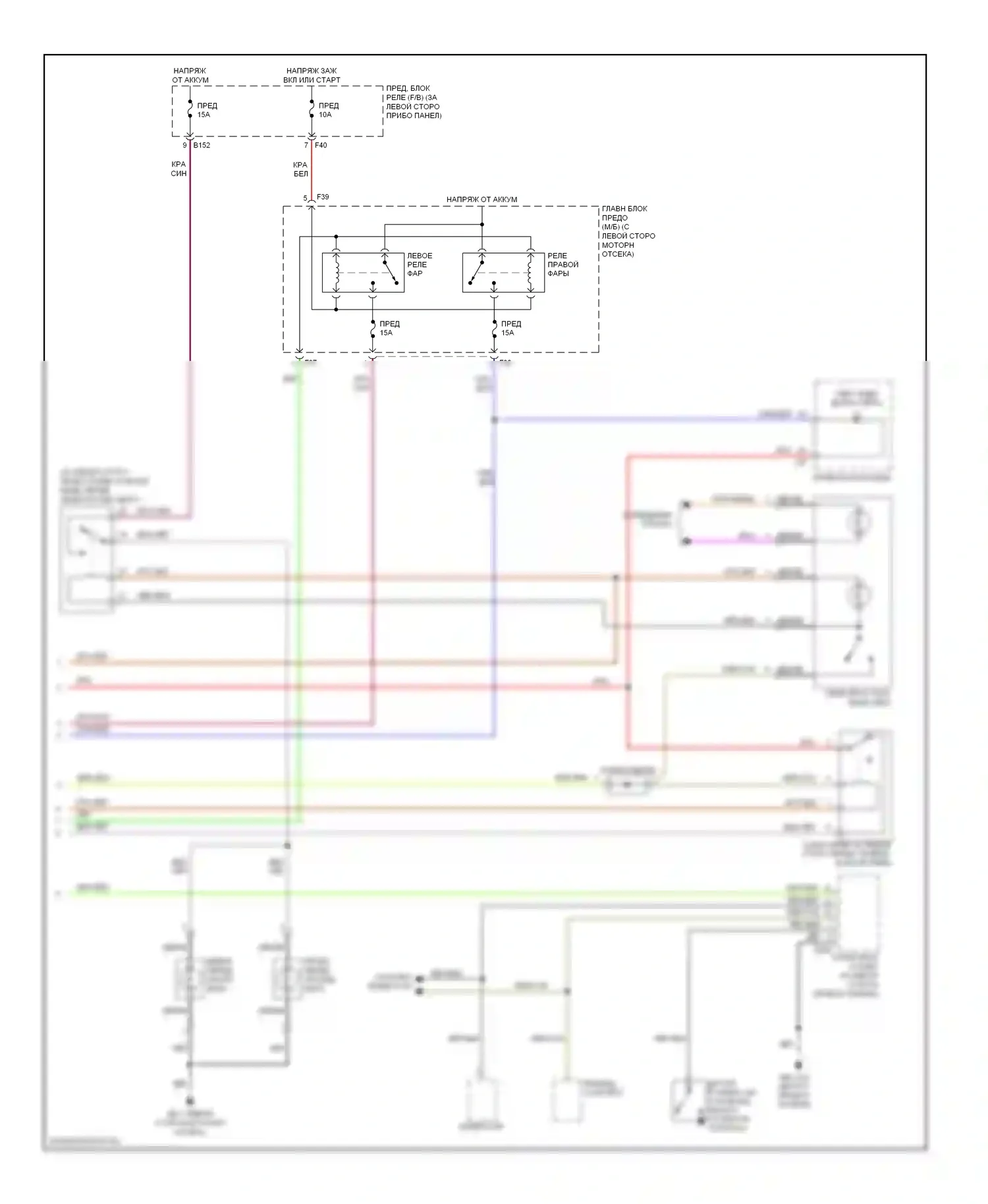 Outback Subaru BP рестайлинг (2006-2009): Электросхема фар, с разрядкой высокой интенсивности (2 из 2) 