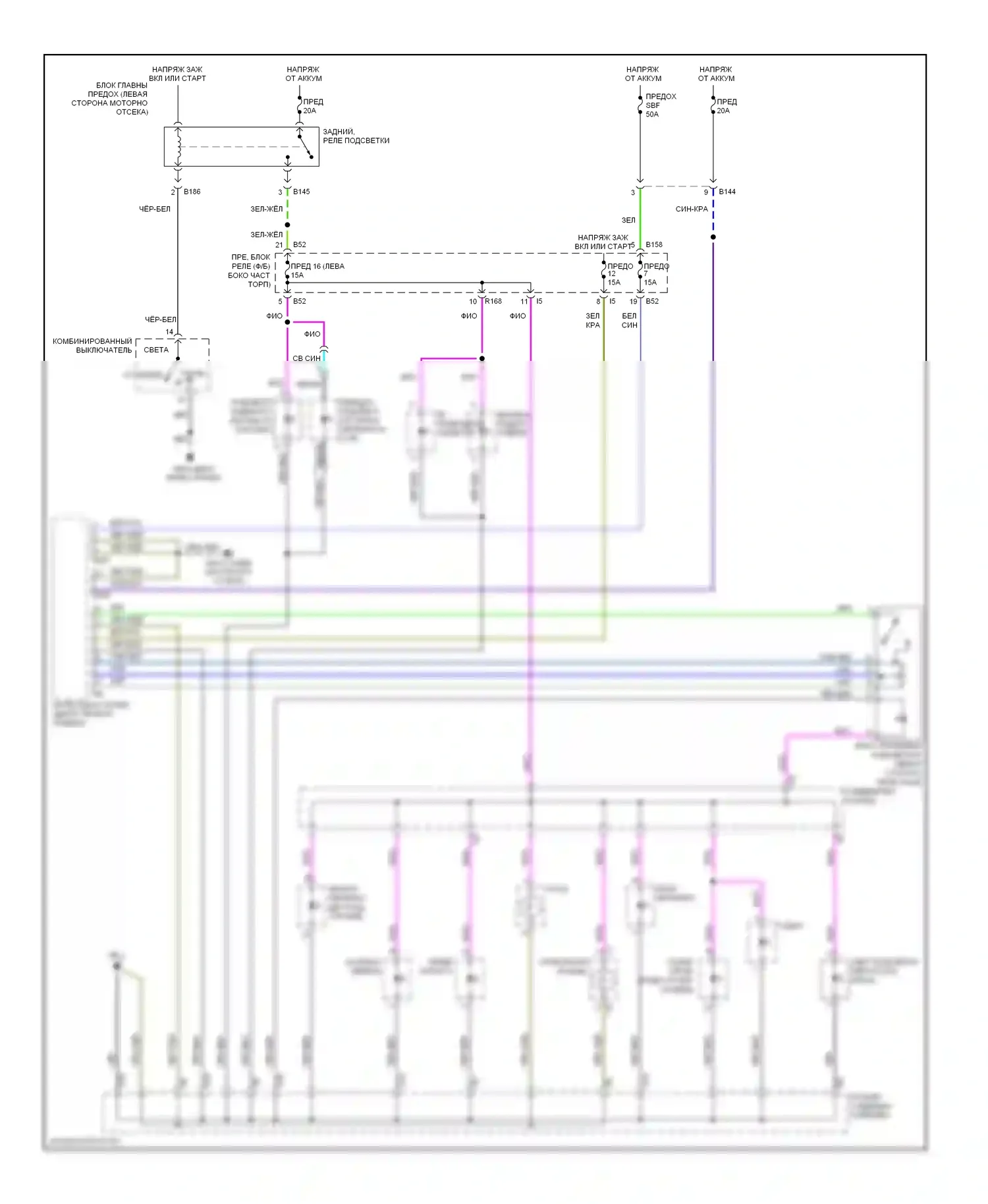 Outback Subaru BP рестайлинг (2006-2009): Электросхема подсветки приборной панели 