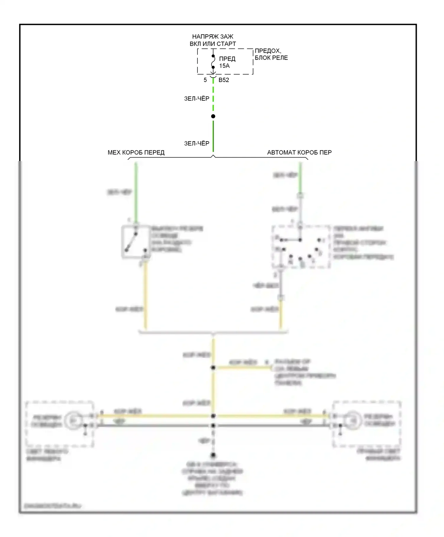 Outback Subaru BP (2003-2006): Электросхема фонарей заднего хода 