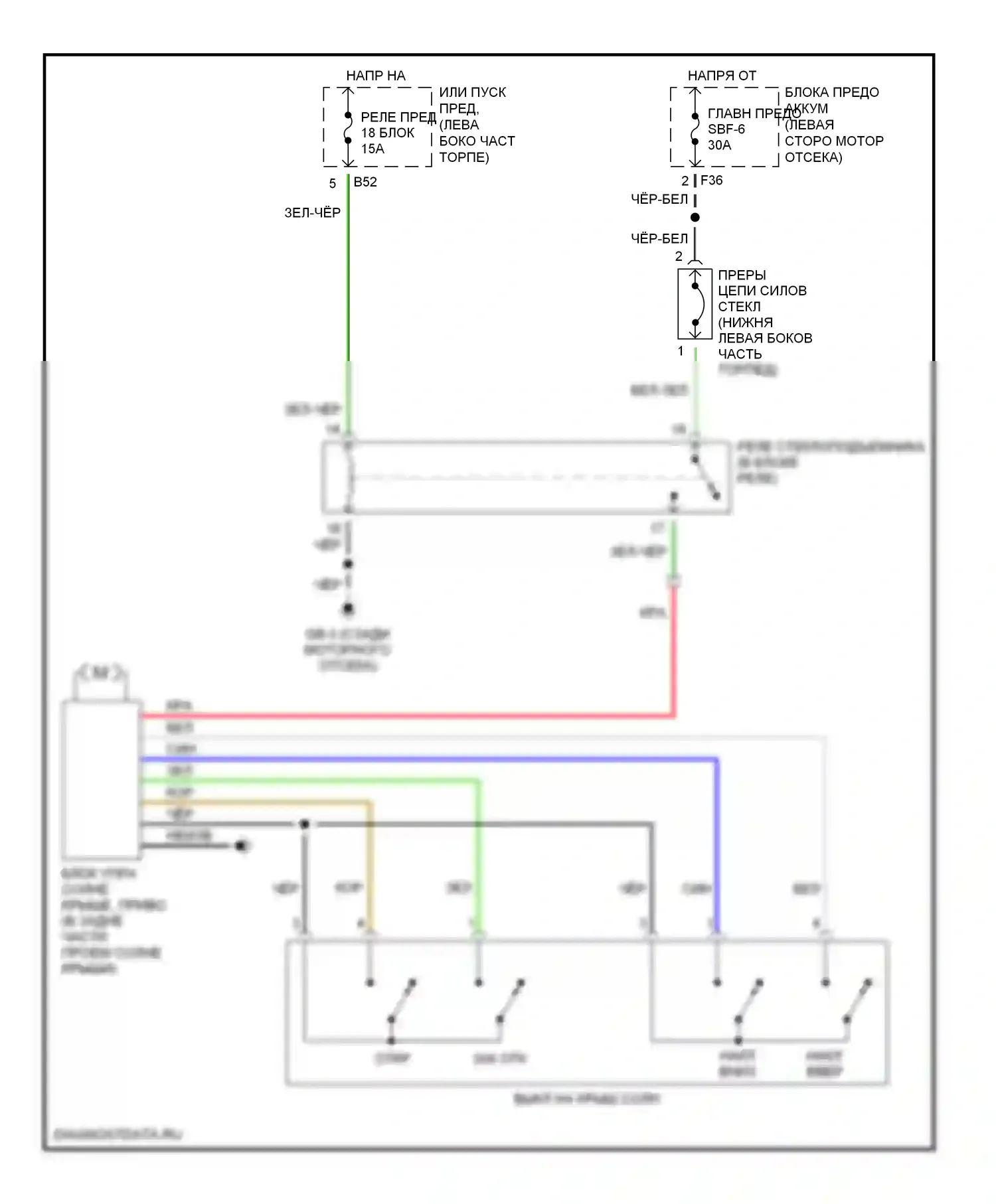 Outback Subaru BP (2003-2006): Электросхема люка, седан 