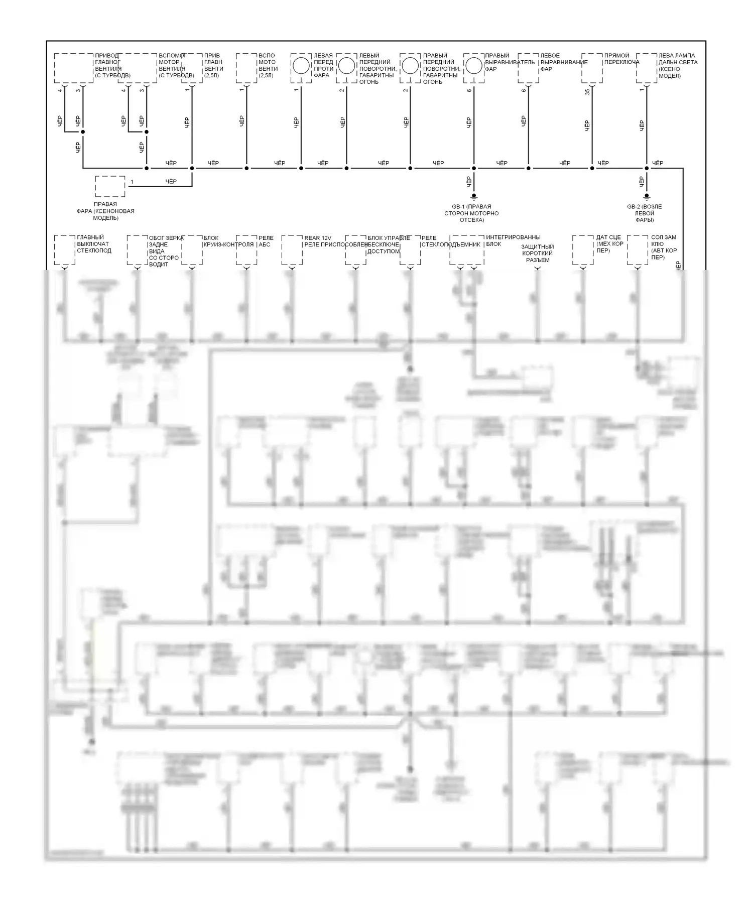 Outback Subaru BP (2003-2006): Электросхема точек подключения масс (1 из 3) 