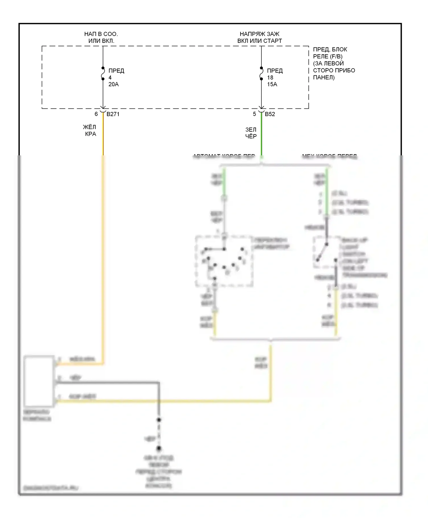 Outback Subaru BP (2003-2006): Электросхема автоматического дневного/ночного зеркала 