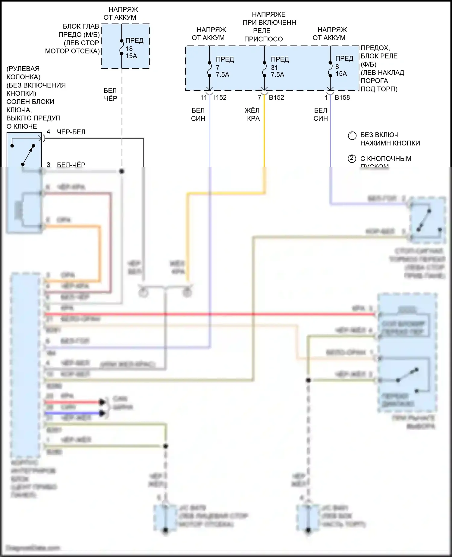 Outback Subaru BR рестайлинг (2012-2014): Электросхема блокировки селектора 