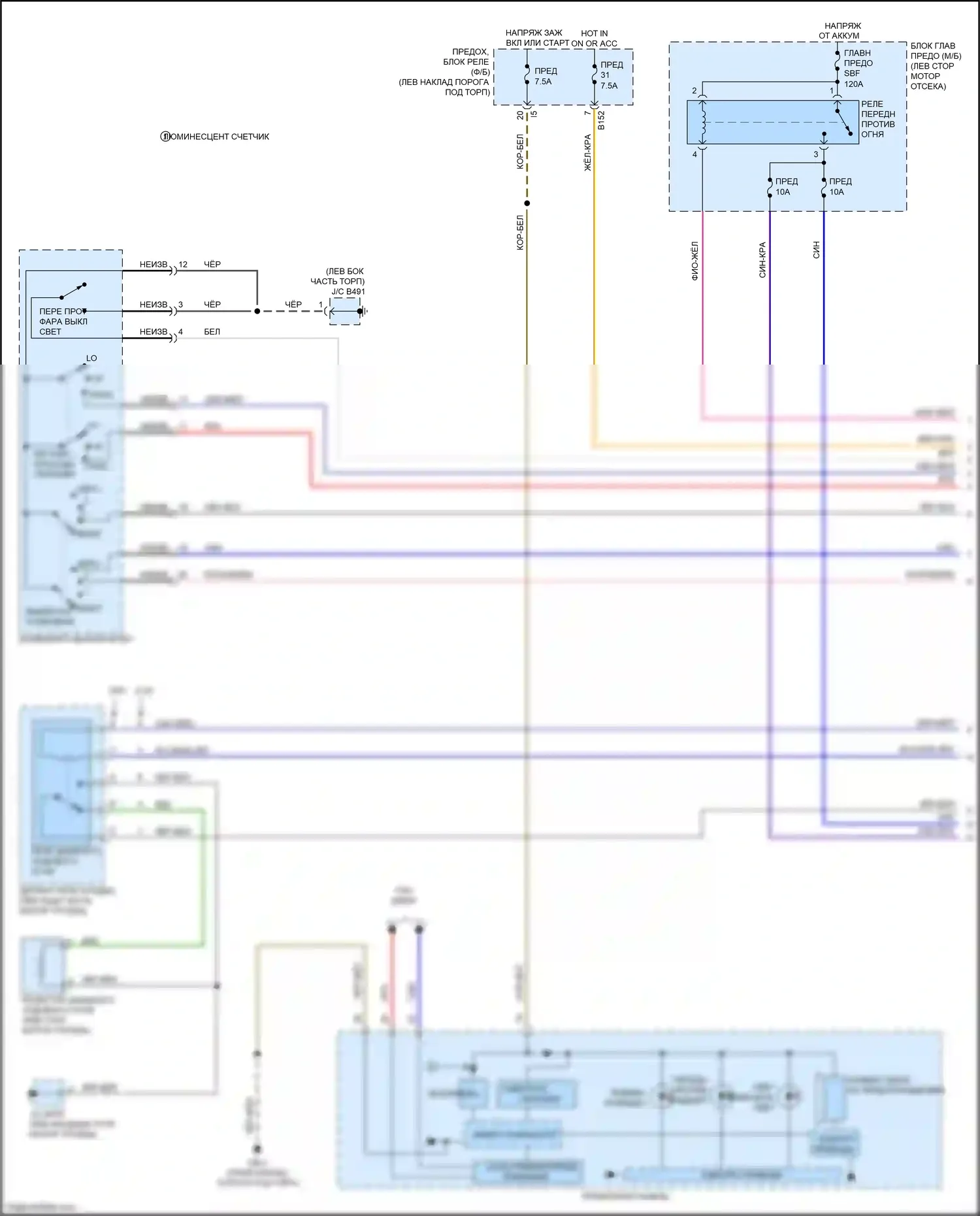 Outback Subaru BR рестайлинг (2012-2014): Электросхема фар (1 из 2) 