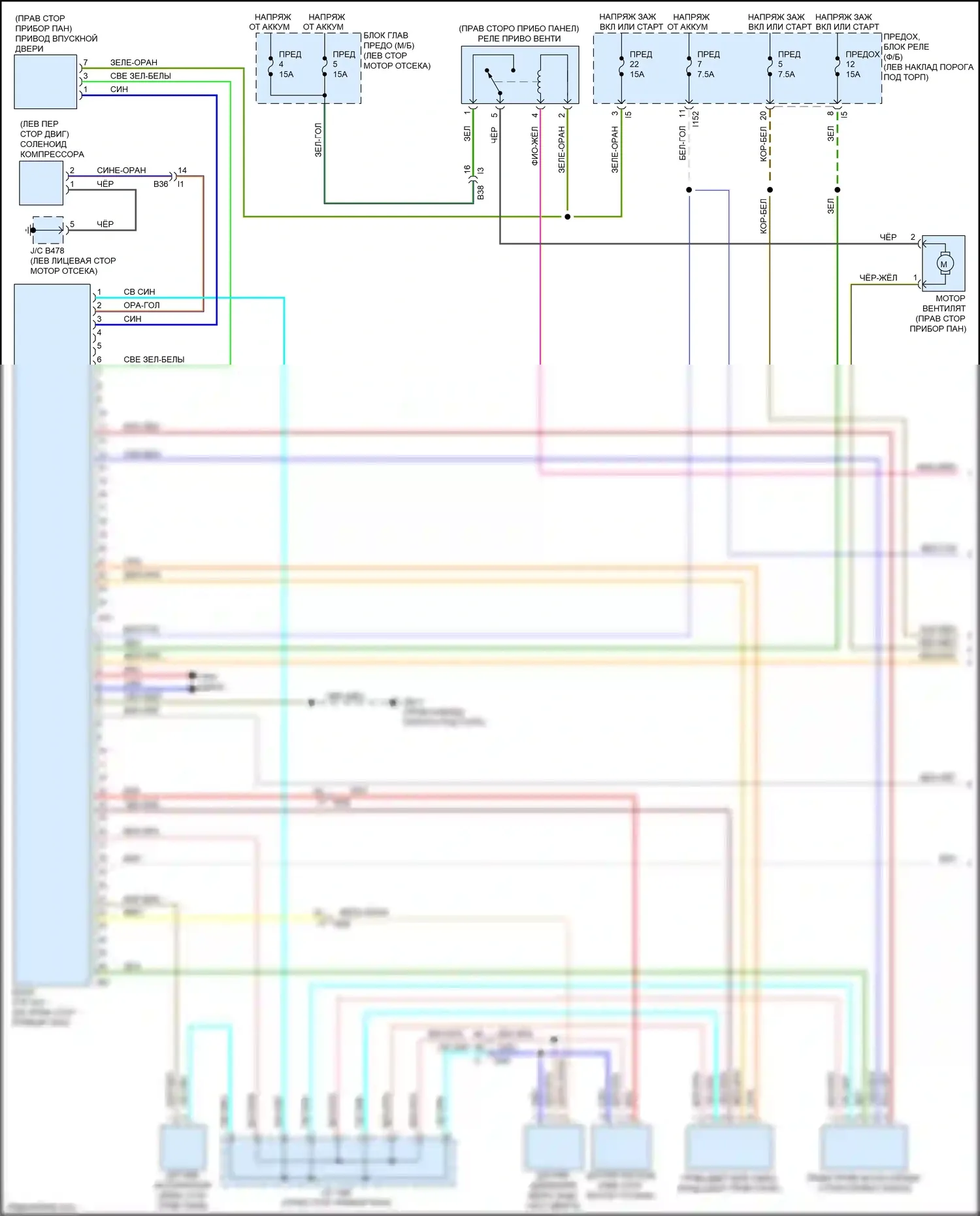 Outback Subaru BR рестайлинг (2012-2014): 3.6л, электросхема ручного кондиционера (1 из 2) 