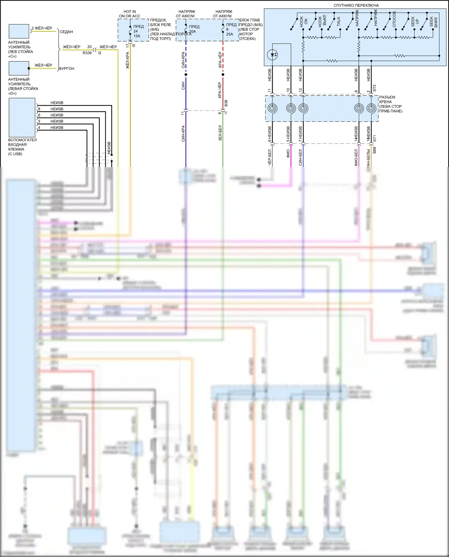 Outback Subaru BR рестайлинг (2012-2014): Стандартная электросхема радиосистемы, кроме базовой 