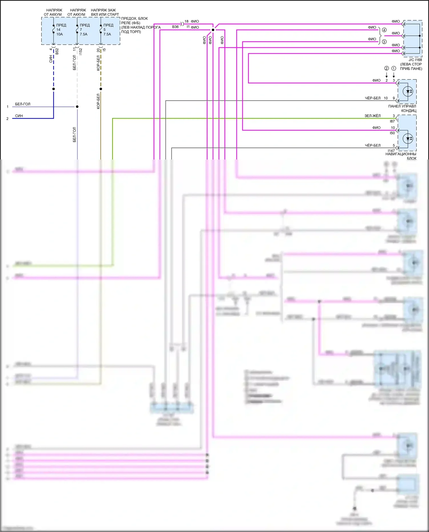 Outback Subaru BR рестайлинг (2012-2014): Электросхема подсветки приборной панели (2 из 2) 