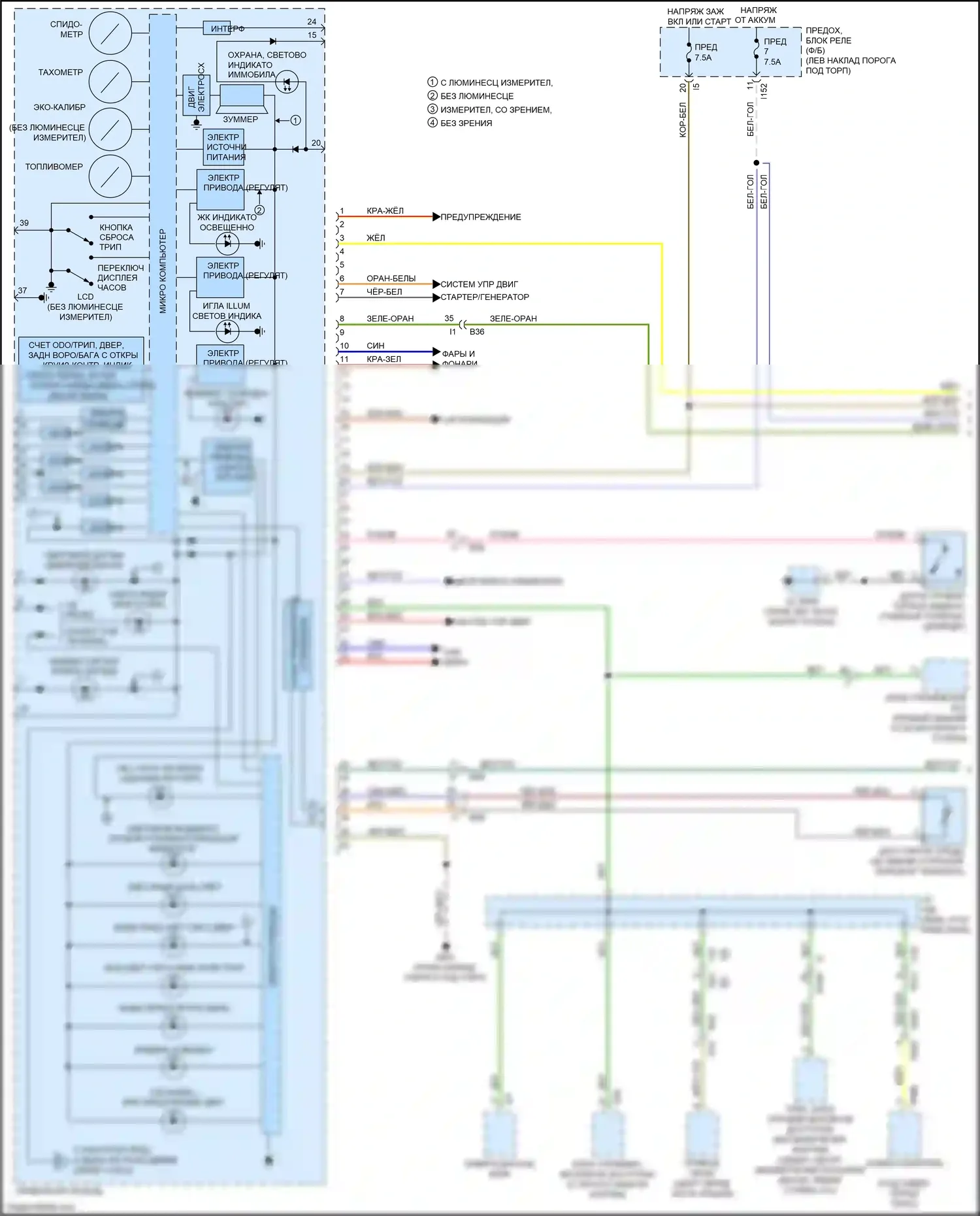 Outback Subaru BR рестайлинг (2012-2014): Электросхема приборной панели (1 из 3) 