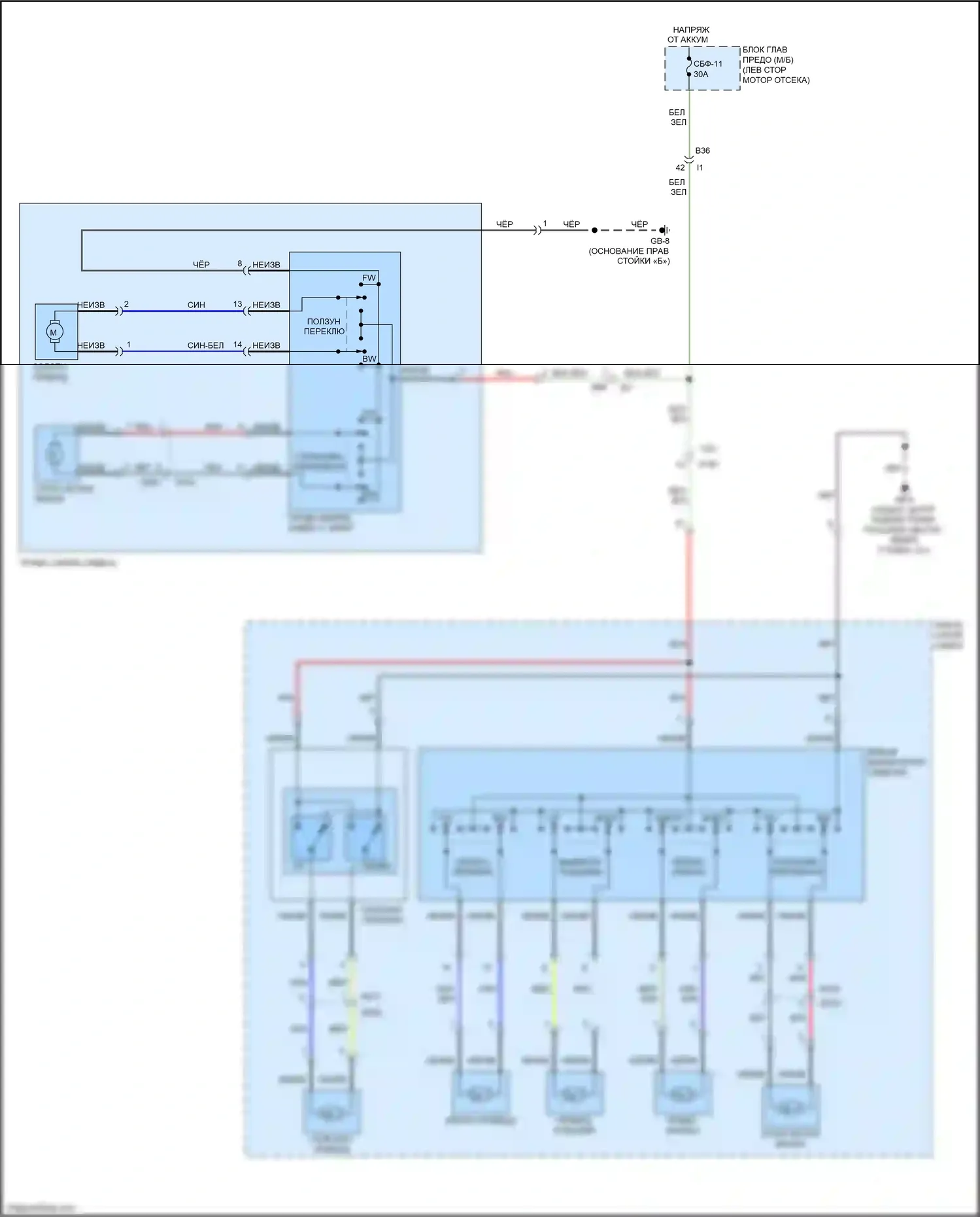 Outback Subaru BR рестайлинг (2012-2014): Электросхема силового сиденья 