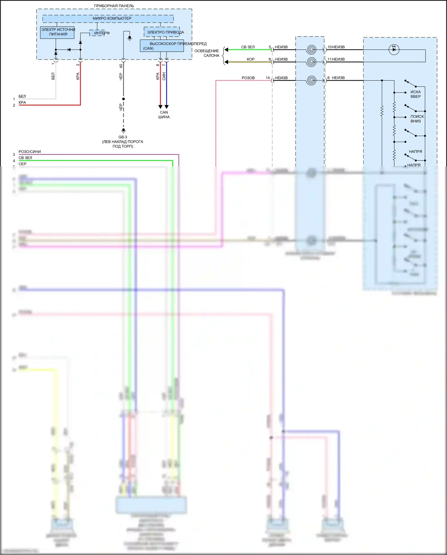 Outback Subaru BS рестайлинг (2017-2021): Электросхема магнитолы, без аудио усилителя и телематики (2 из 2) 