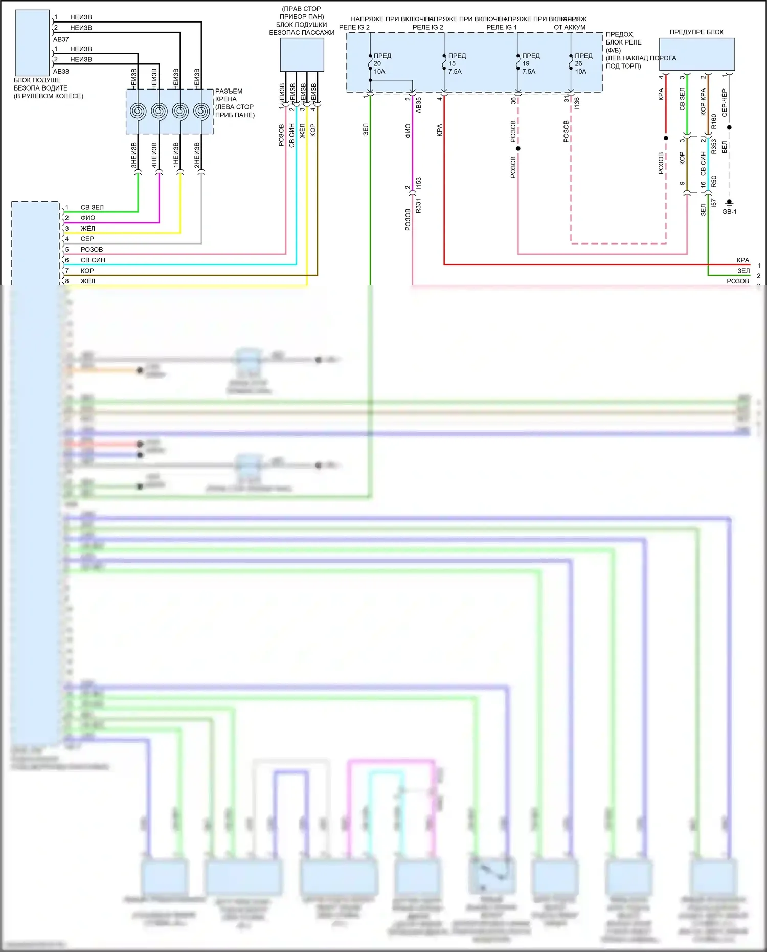 Outback Subaru BS рестайлинг (2017-2021): Электросхема подушек безопасности (1 из 2) 