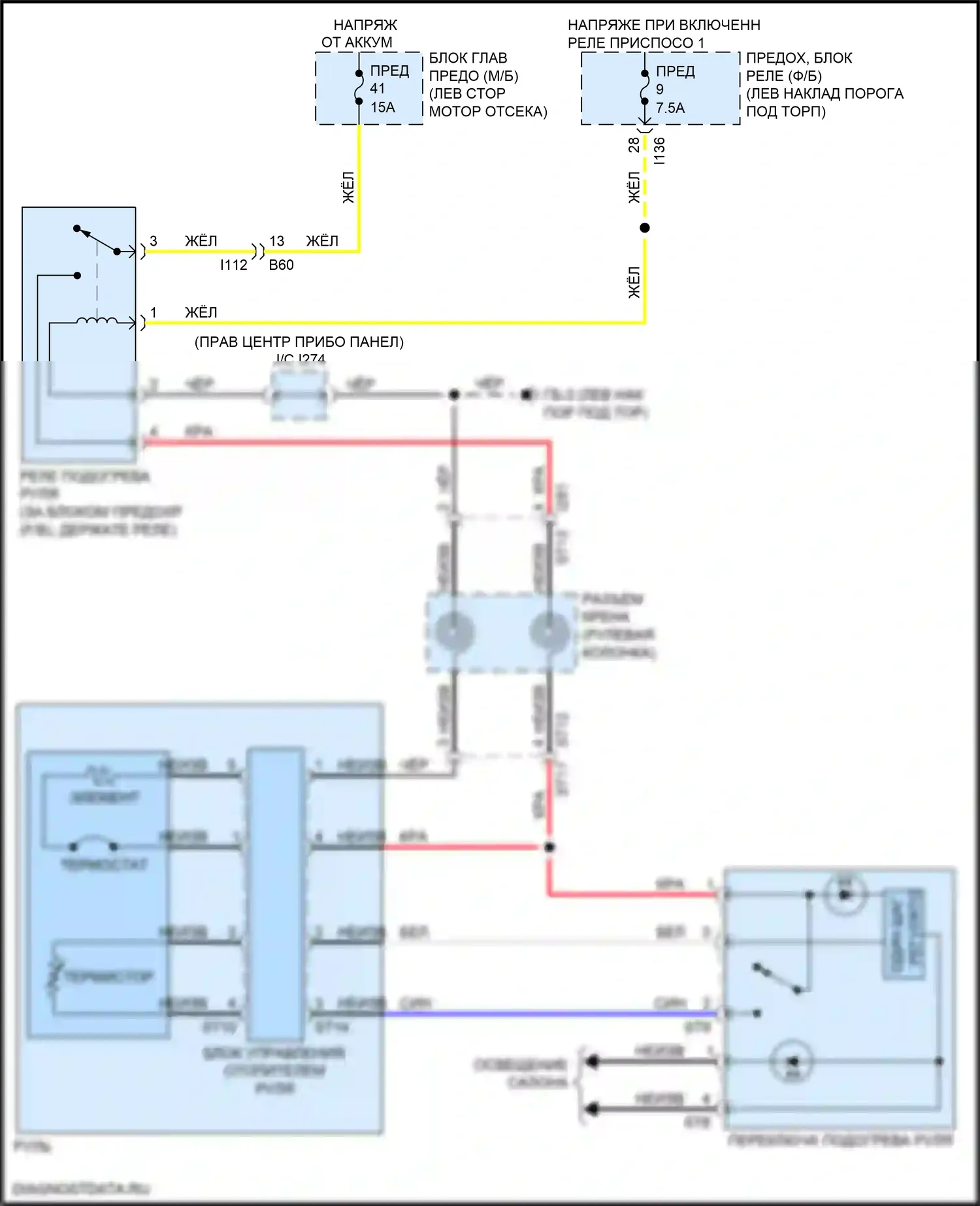 Outback Subaru BS рестайлинг (2017-2021): Электросхема рулевого колеса с подогревом 