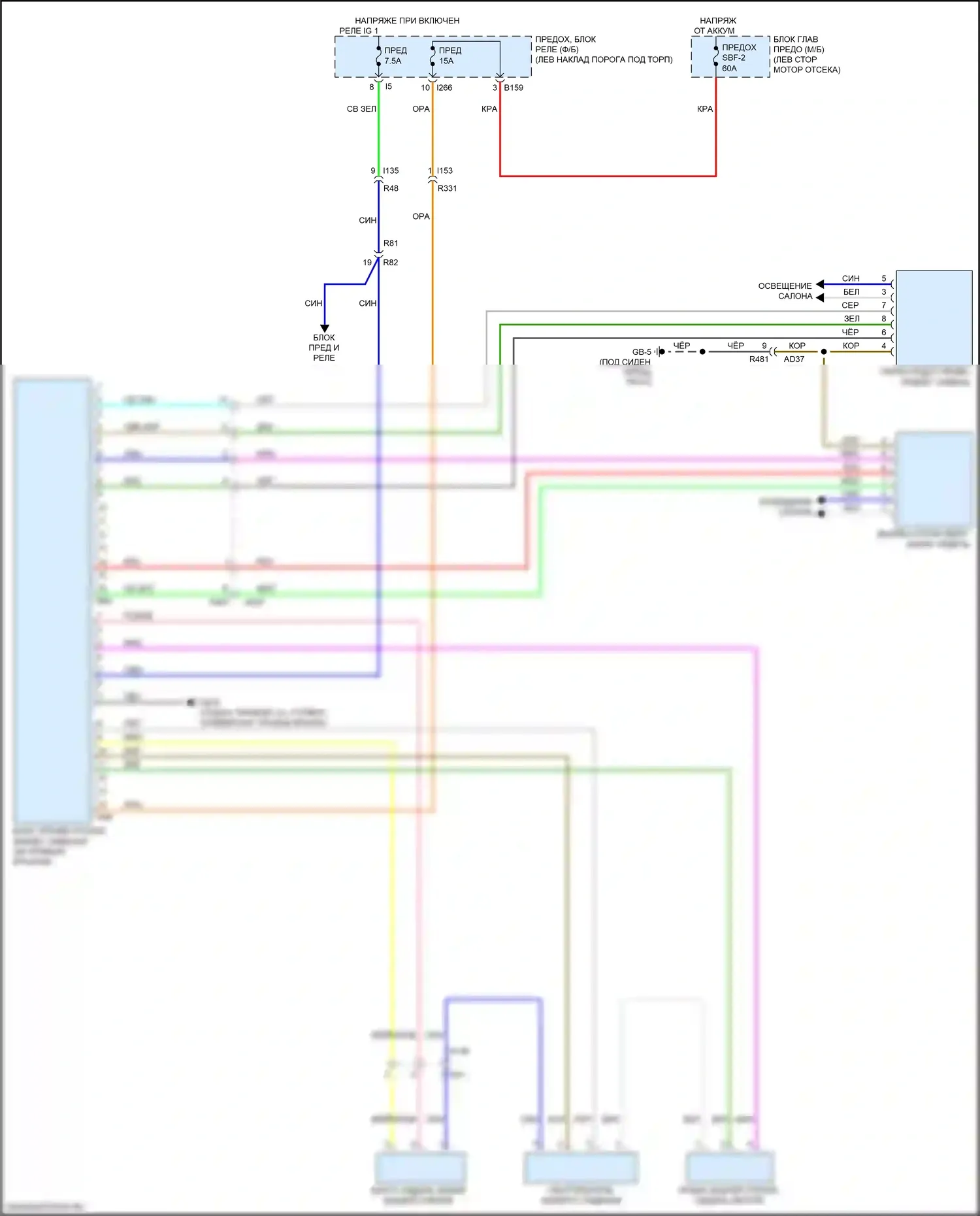 Outback Subaru BS рестайлинг (2017-2021): Электросхема задних обогреваемых сидений 