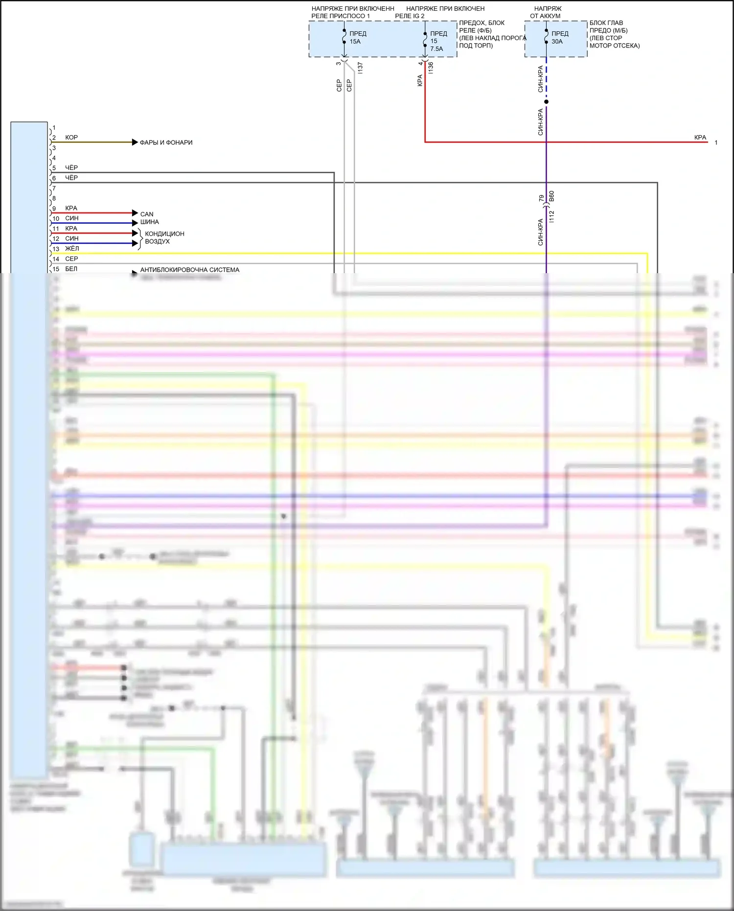 Outback Subaru BS рестайлинг (2017-2021): Электросхема навигации, без усилителя звука (1 из 3) 