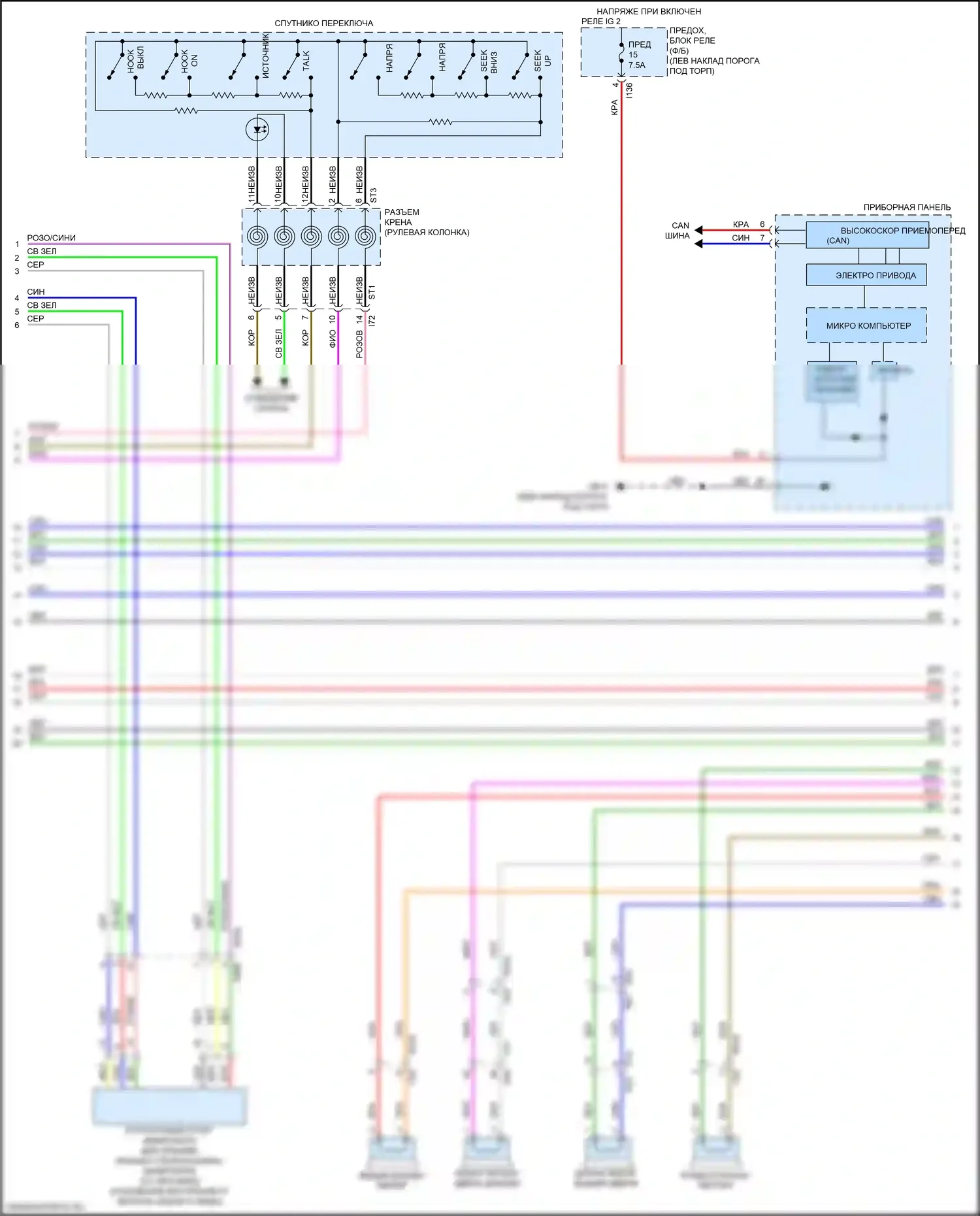 Outback Subaru BS рестайлинг (2017-2021): Электросхема навигации, с усилителем звука, без телематики (2 из 3) 