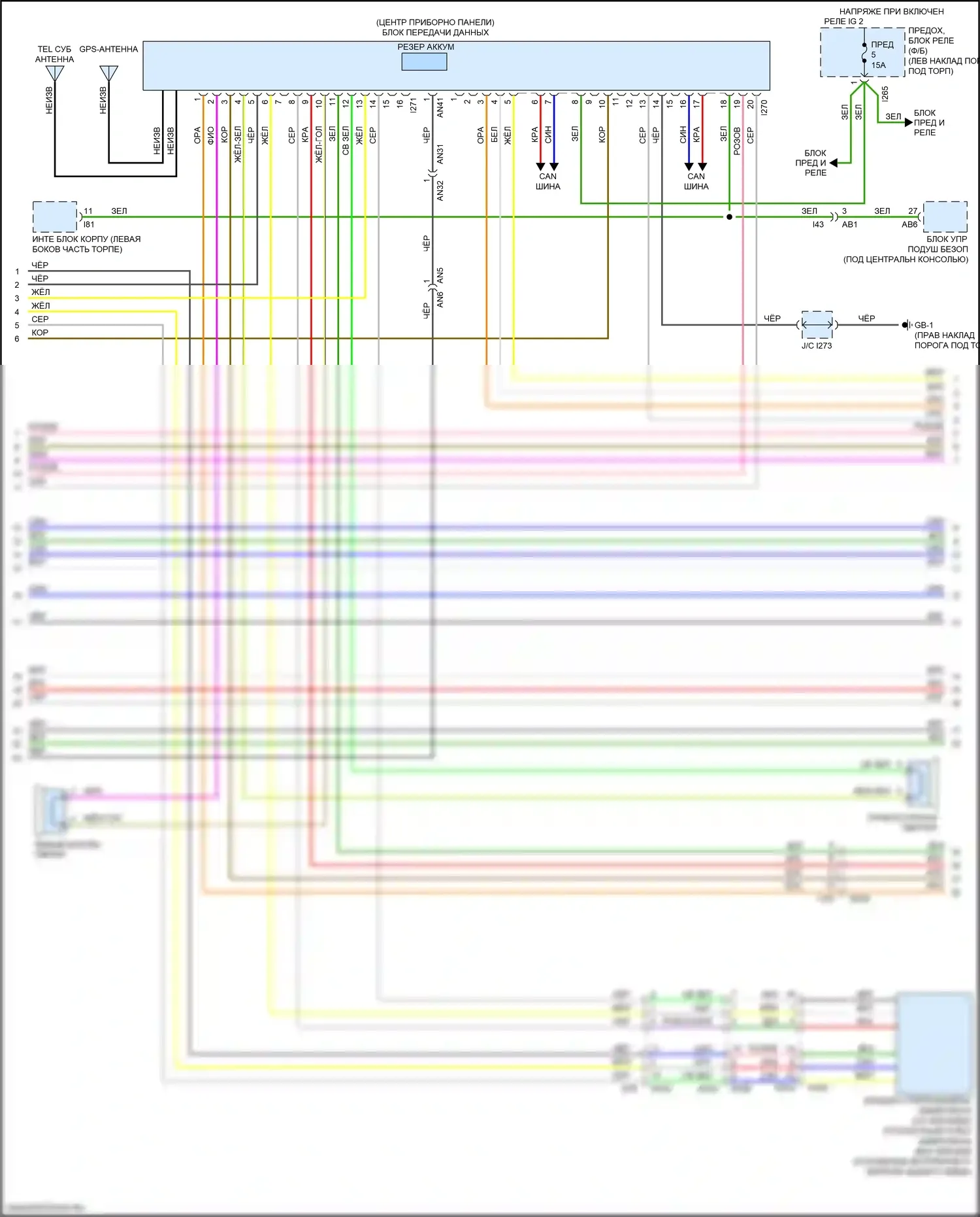 Outback Subaru BS рестайлинг (2017-2021): Электросхема навигации, с усилителем звука и телематикой (2 из 4) 
