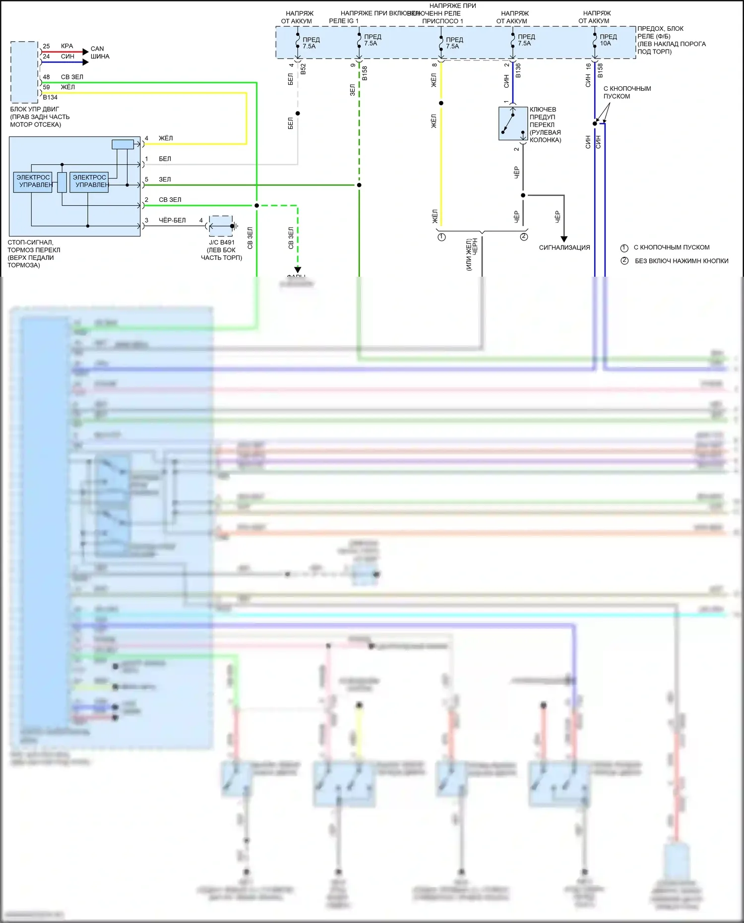 Outback Subaru BS рестайлинг (2017-2021): Электросхема удаленного стартера (1 из 2) 