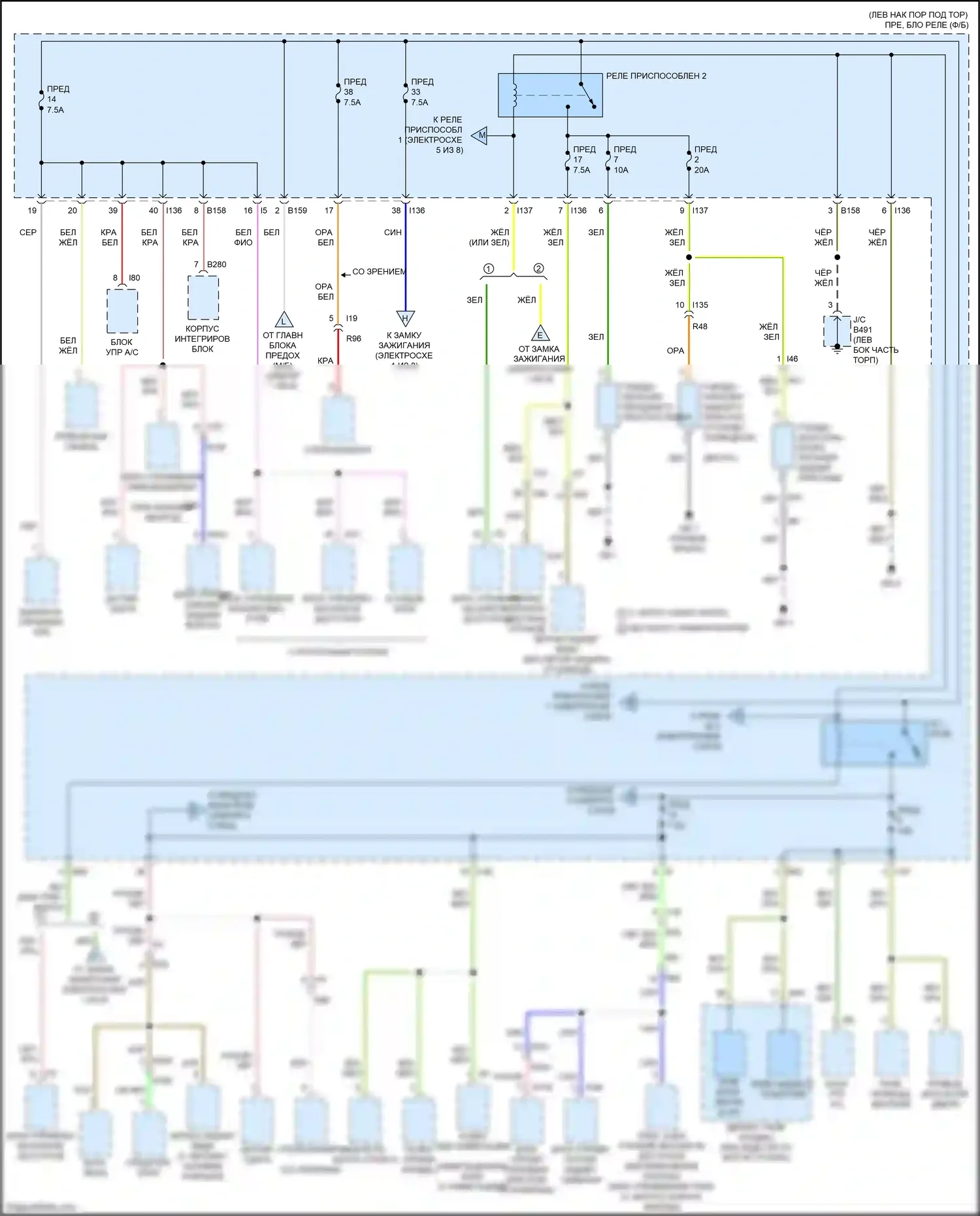 Outback Subaru BS (2014-2018): Электросхема блока предохранителей реле (4 из 8) 