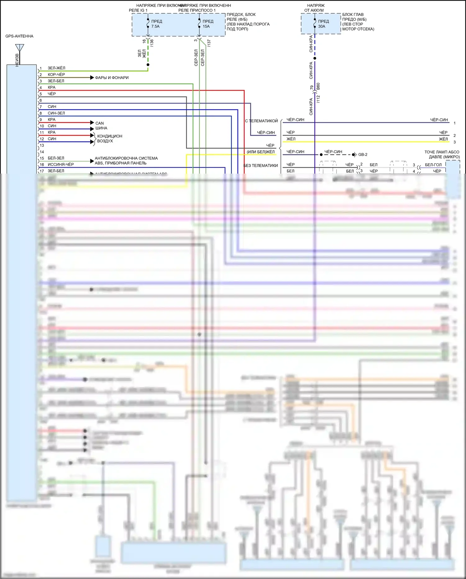Outback Subaru BS (2014-2018): Электросхема магнитолы, с навигацией и усилителем (1 из 5) 