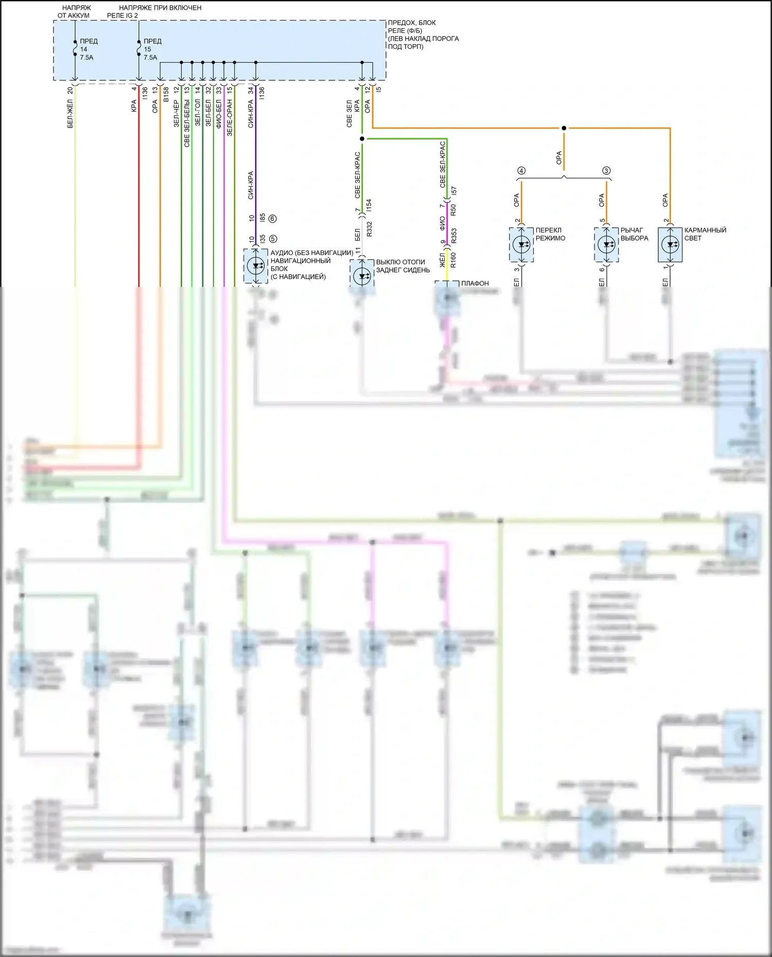 Outback Subaru BS (2014-2018): Электросхема подсветки приборной панели (2 из 2) 