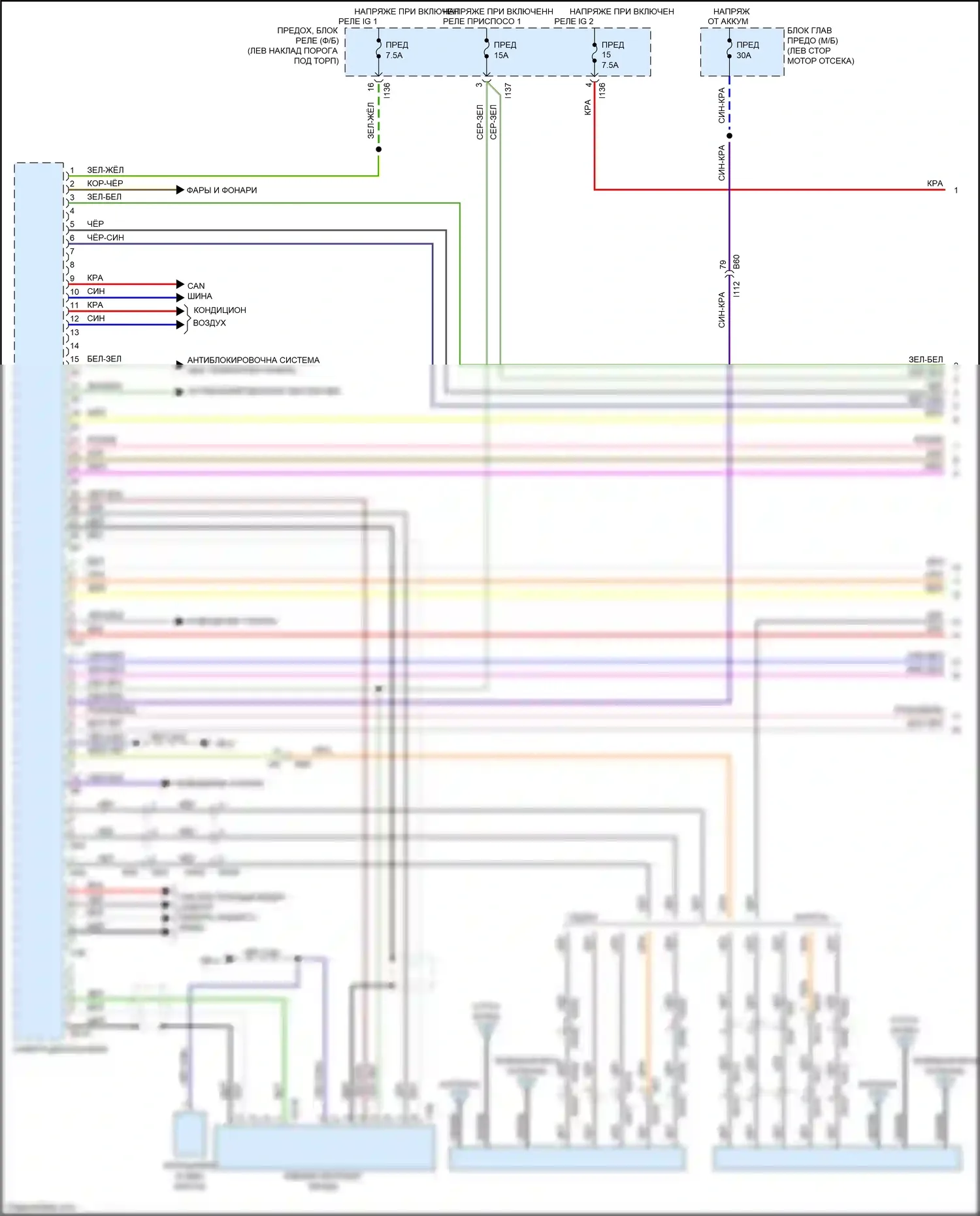 Outback Subaru BS (2014-2018): Электросхема навигации, без усилителя (1 из 3) 