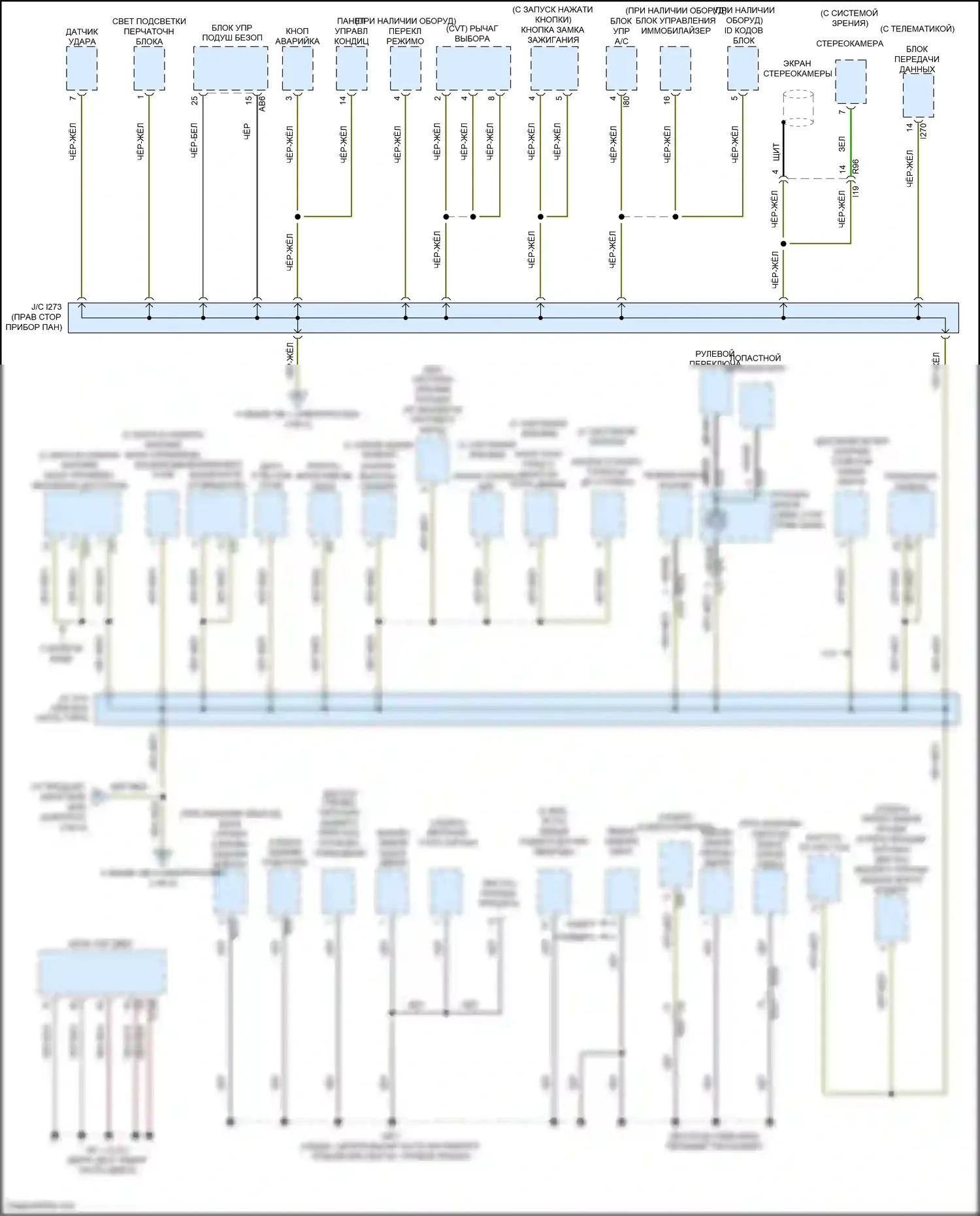 Outback Subaru BS (2014-2018): Электросхема точек подключения масс (1 из 4) 