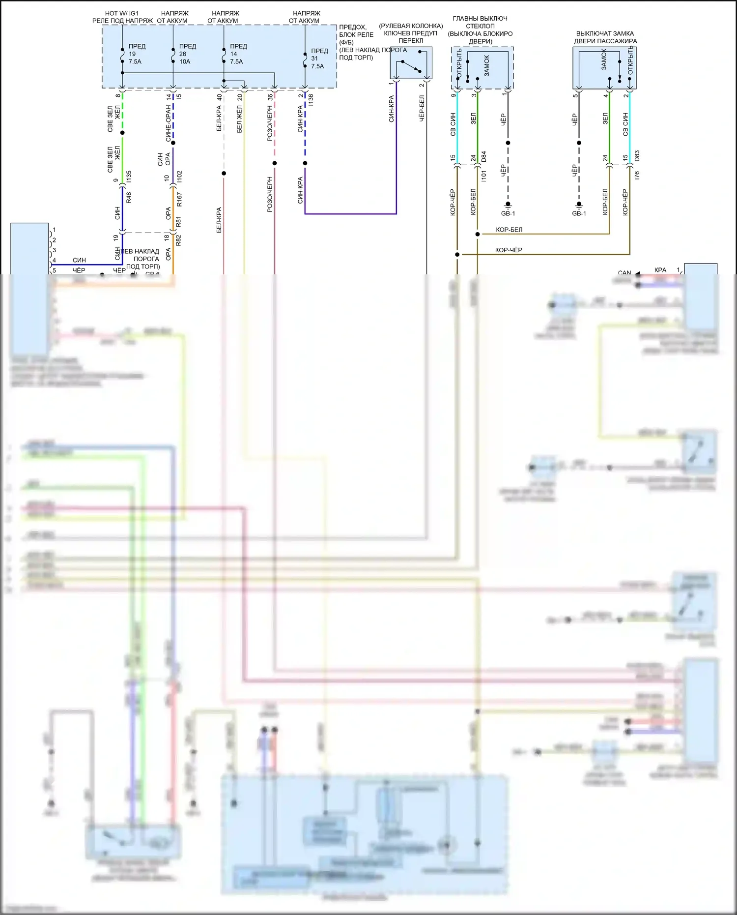 Outback Subaru BS (2014-2018): Электросхема центрального замка, без системы бесключевого доступа (2 из 2) 