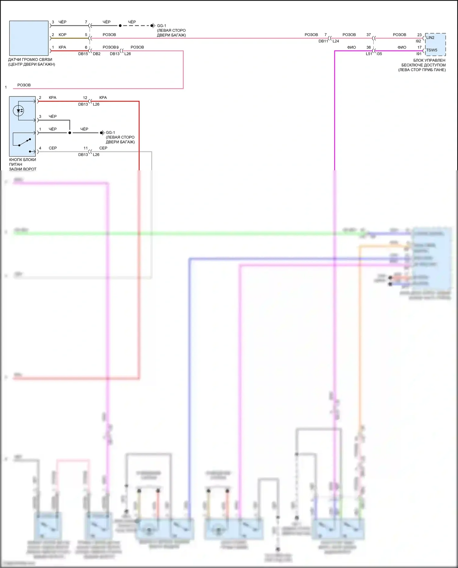 Outback Subaru BT рестайлинг (2022-2024): Электросхема доводчика двери питания (2 из 2) 