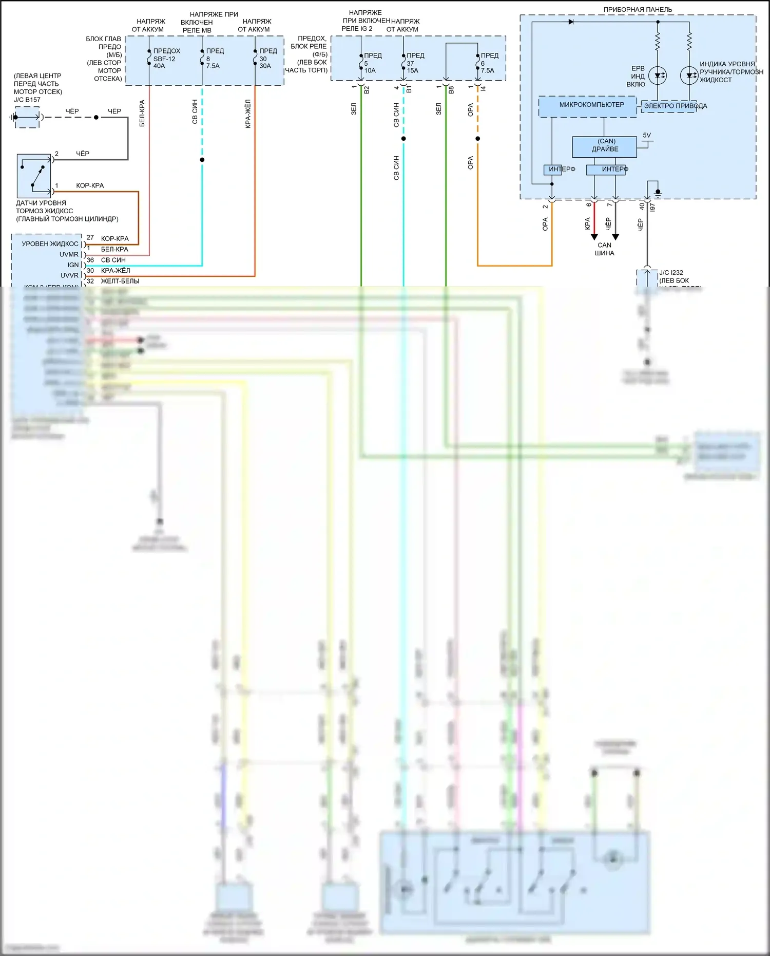 Outback Subaru BT рестайлинг (2022-2024): Электросхема растормаживания стояночного тормоза 
