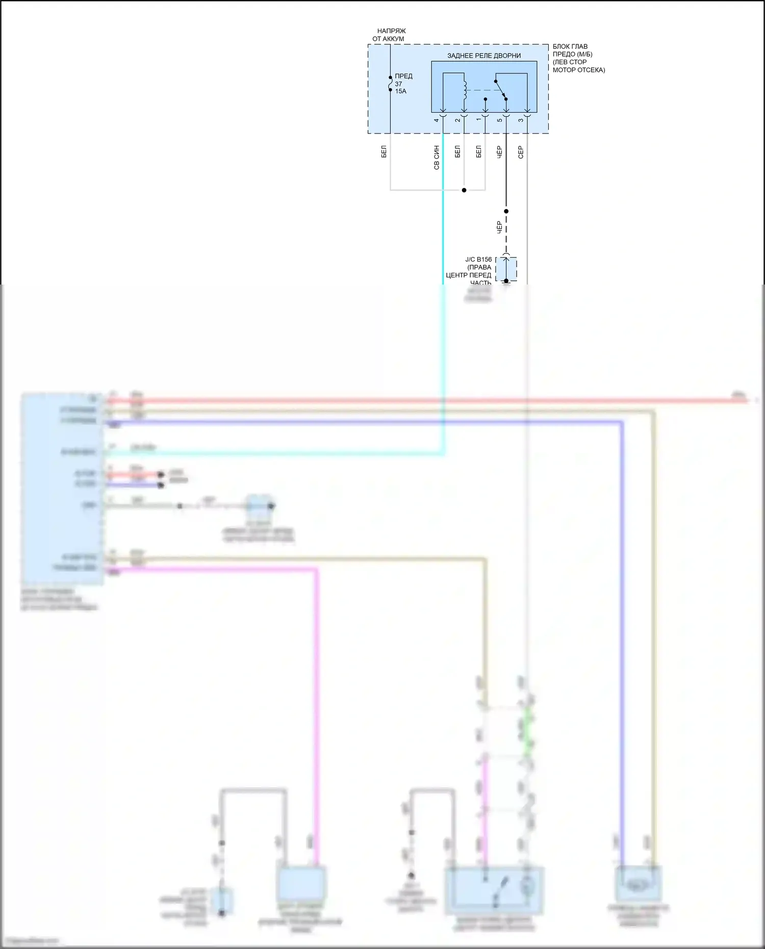 Outback Subaru BT рестайлинг (2022-2024): Электросхема задних дворников и омывателей (1 из 2) 