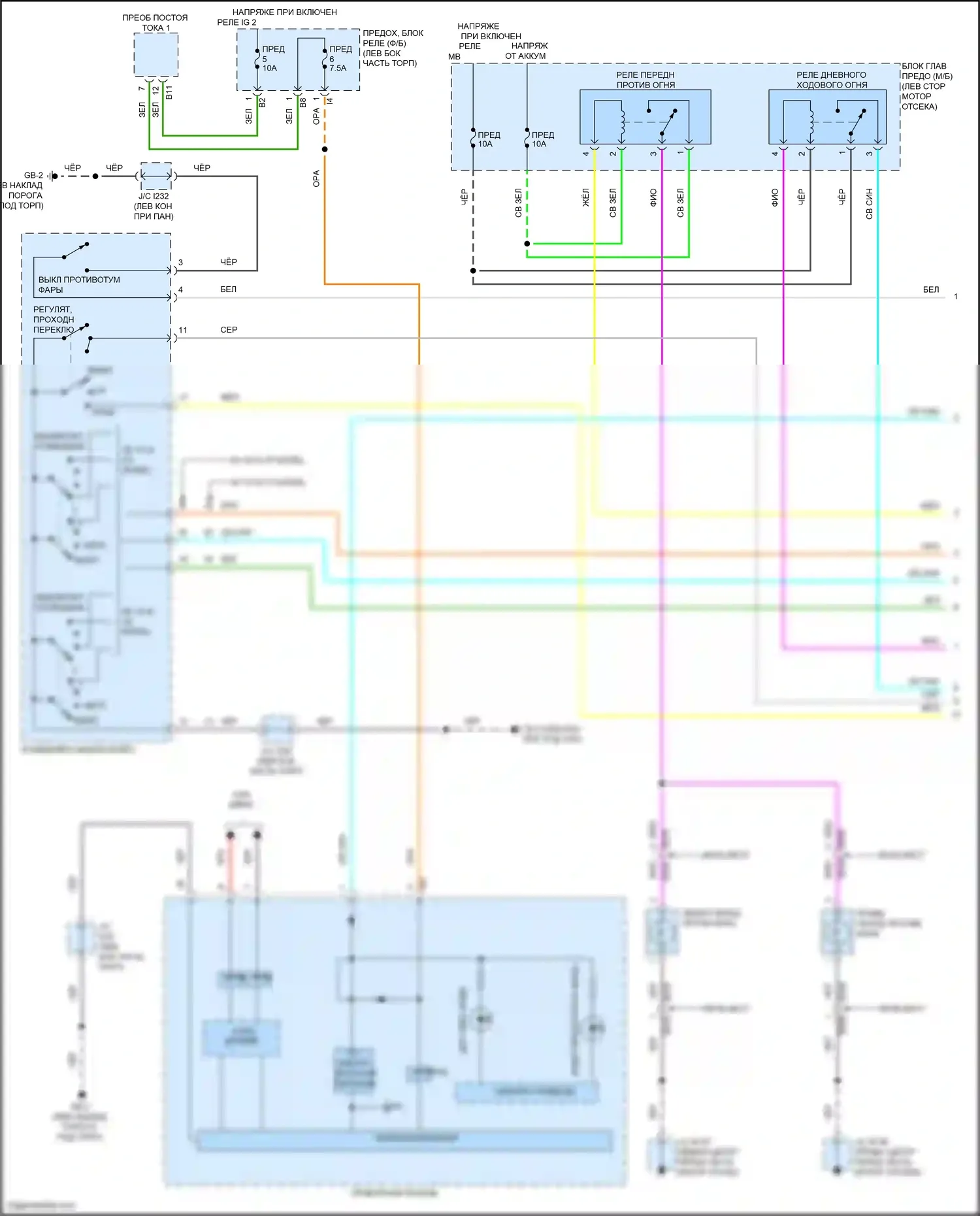 Outback Subaru BT рестайлинг (2022-2024): Электросхема фар (1 из 3) 