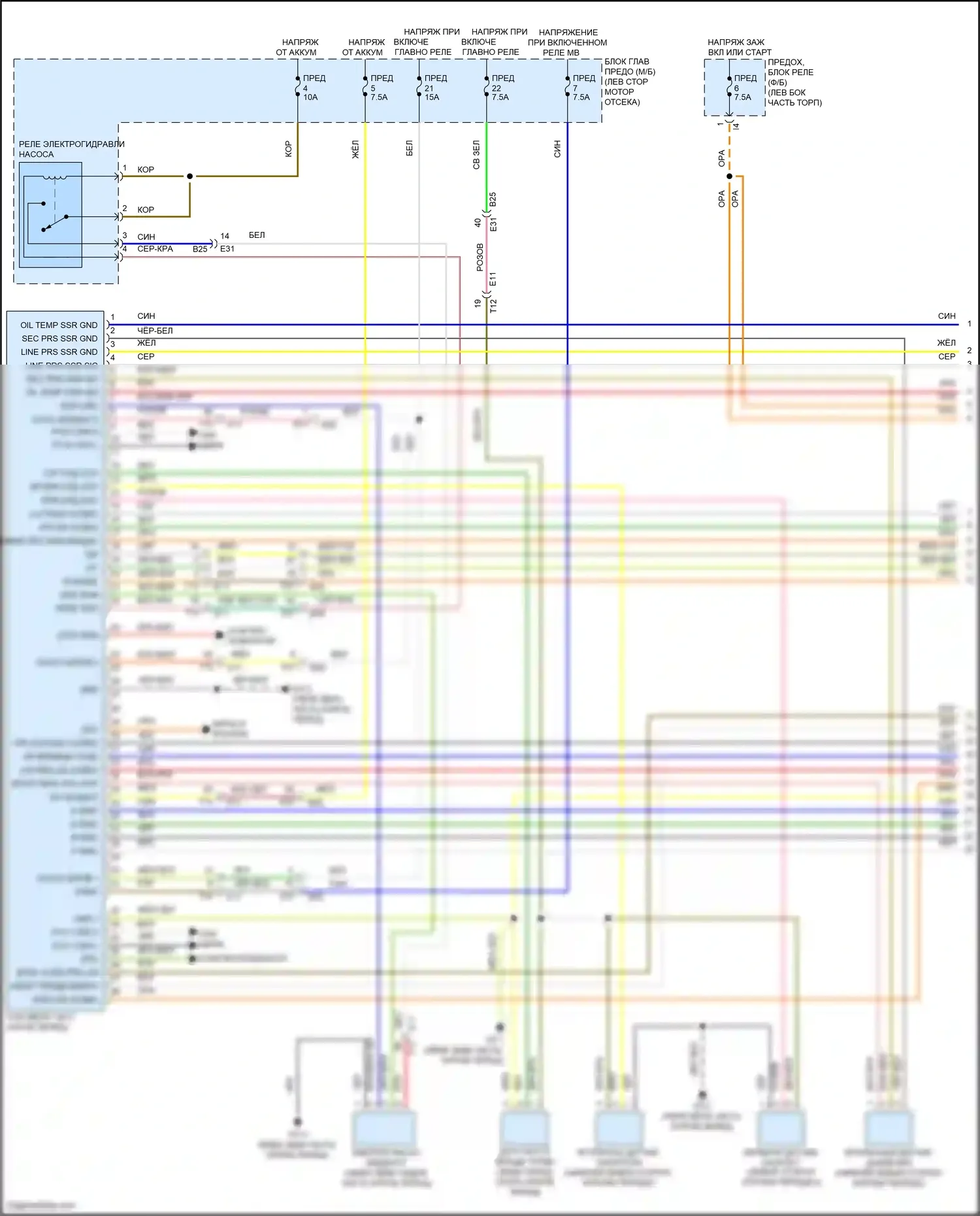 Outback Subaru BT рестайлинг (2022-2024): 2.5l, электросхема соединений коробки передач (1 из 2) 